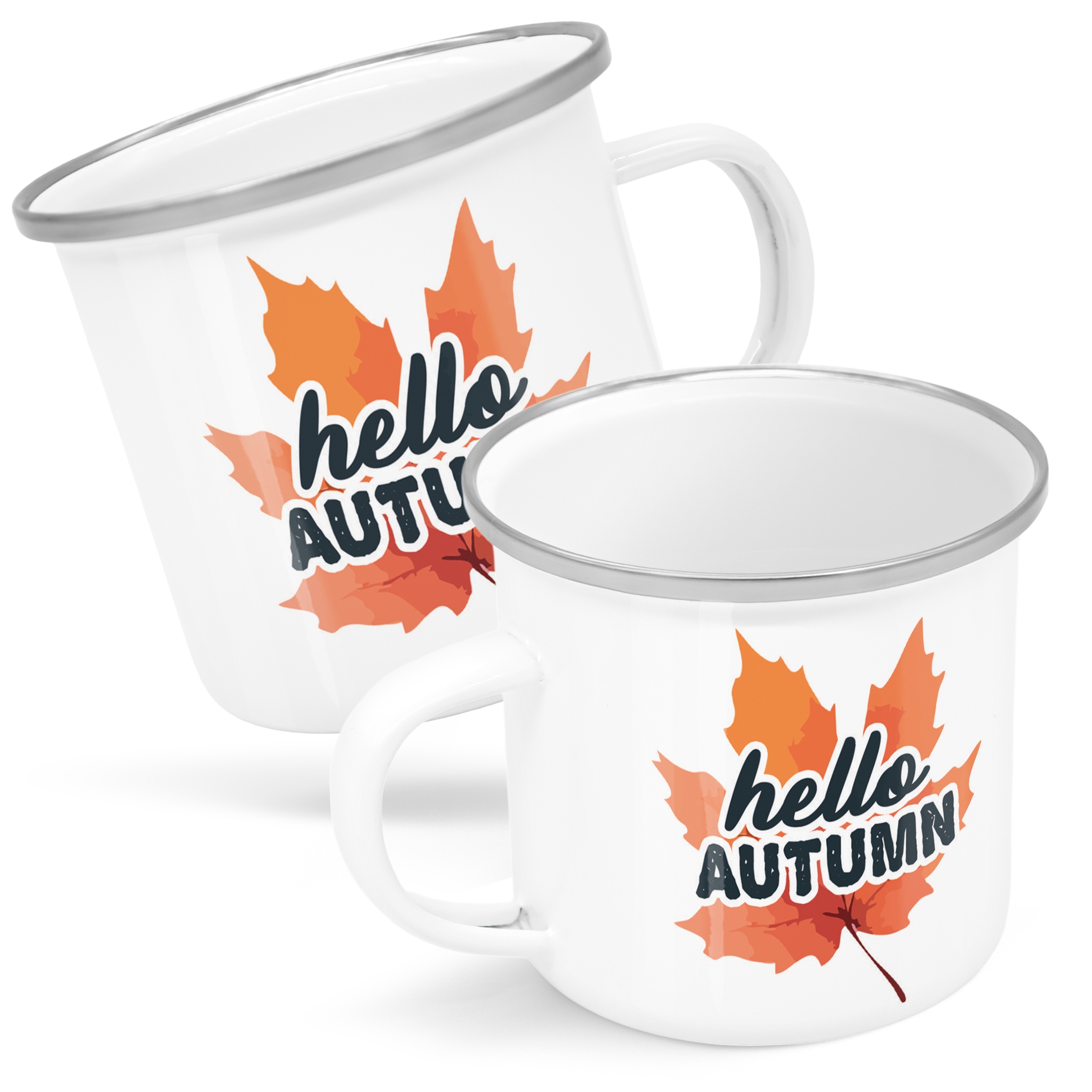 Emaliowany Kubek Garnuszek Jesienny Jesień Hello Autumn Liść Prezent