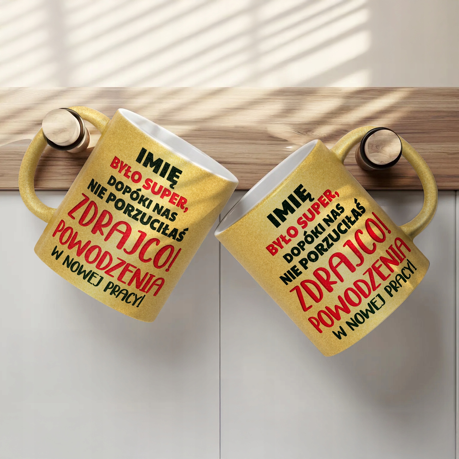 Złoty kubek brokatowy personalizowany Pożegnanie Odejście Z Pracy Prezent