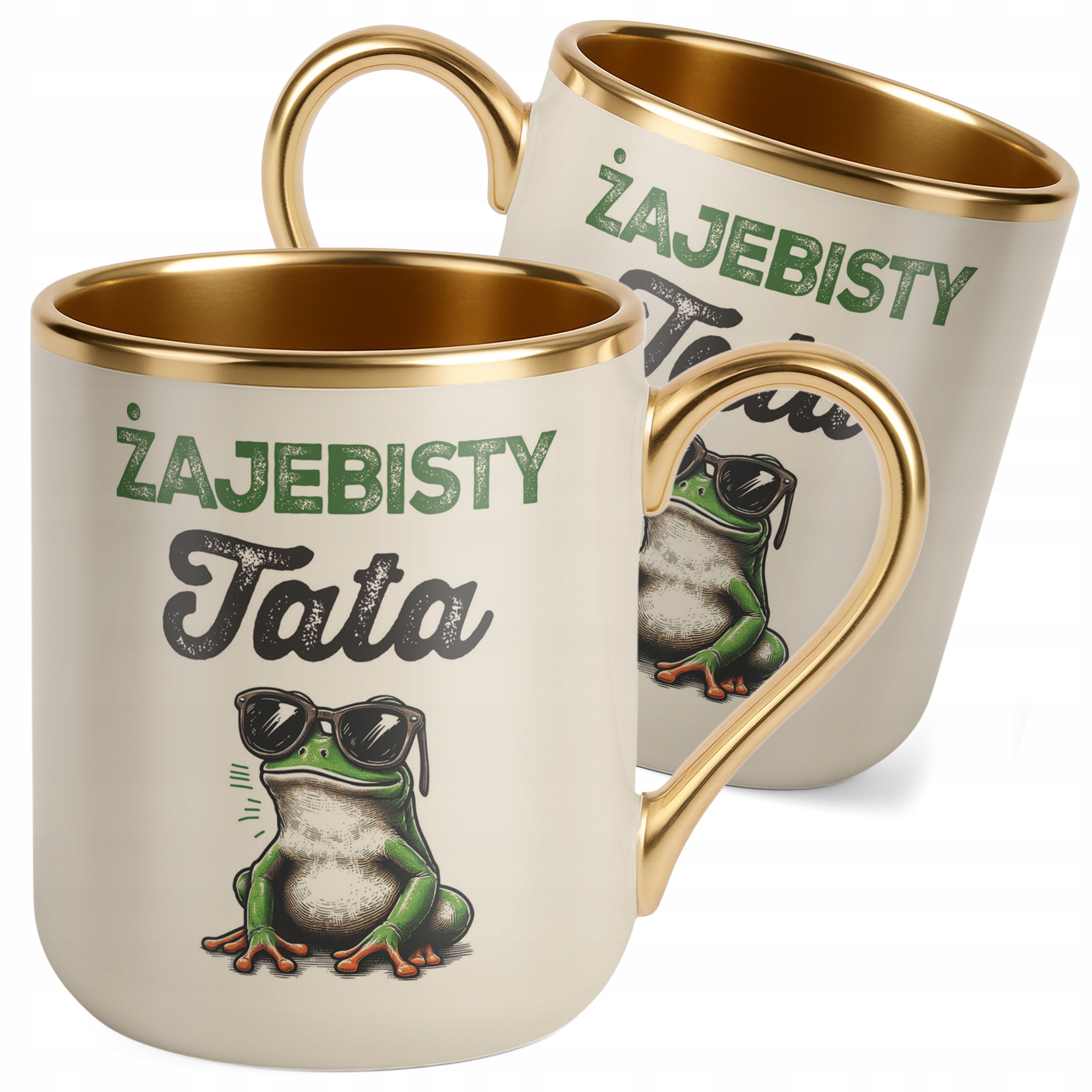 Kubek Premium Złoty Ecru Dzień Ojca Dla Taty Żajebisty Tata Prezent