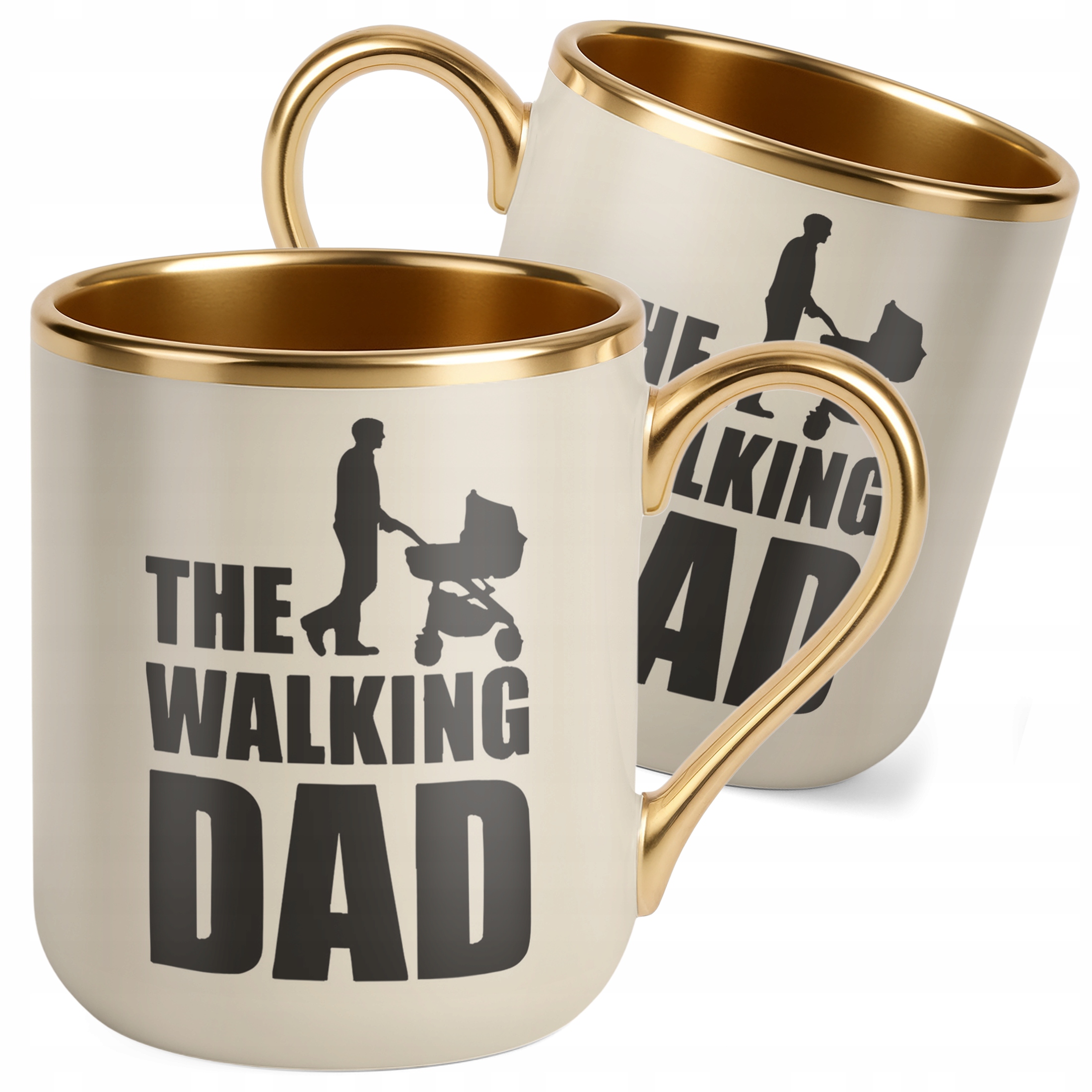 Kubek Premium Złoty Ecru Dzień Ojca Dla Taty The Walking Dad Prezent