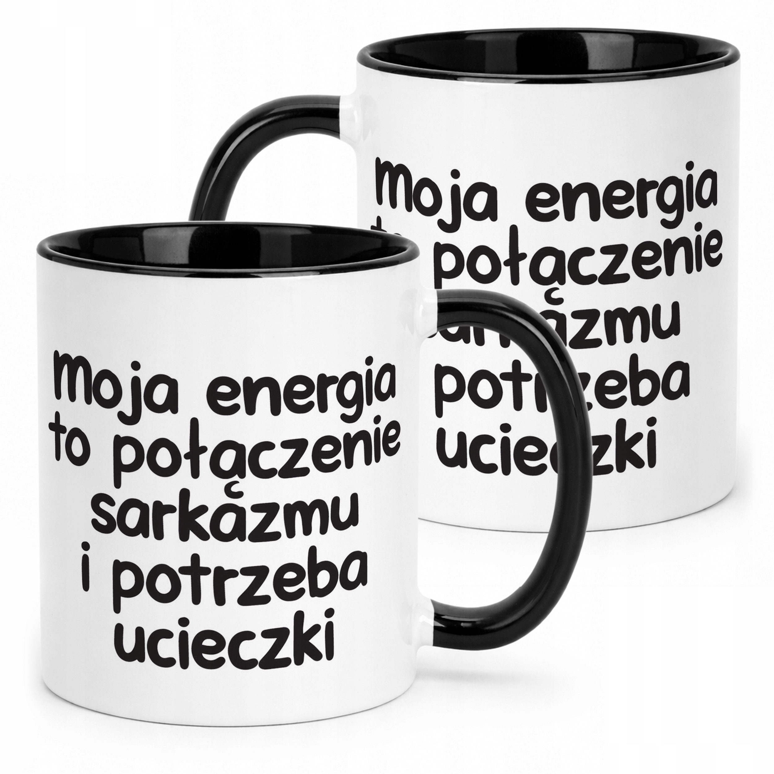 Kubek Czarny Moja Energia To Połączenie Śmieszny Zabawny Prezent