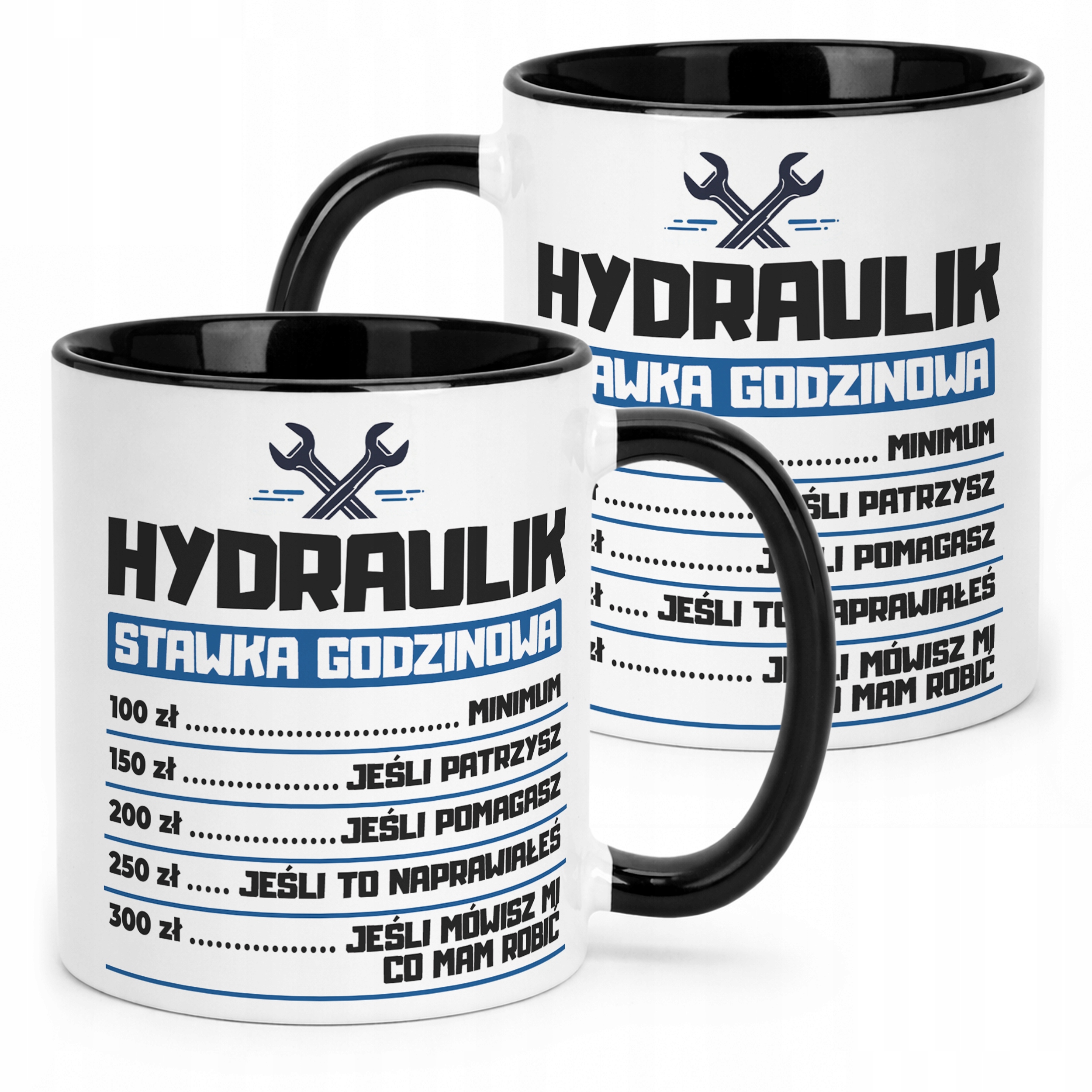 Kubek Czarny Hydraulik Stawka Godzinowa Zabawny Prezent Upominek