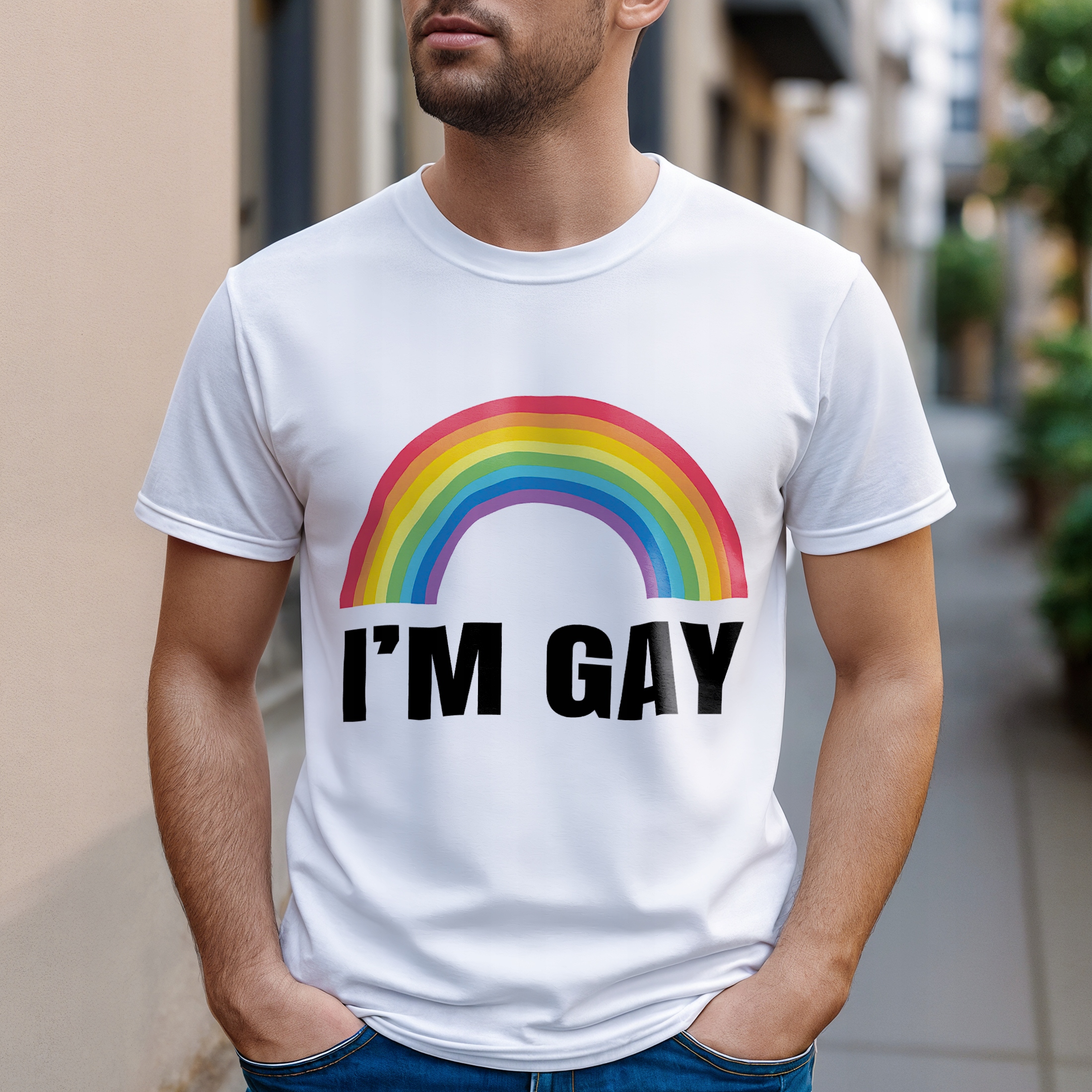 Koszulka biała męska I’m Gay Jestem Gejem Zabawny Prezent