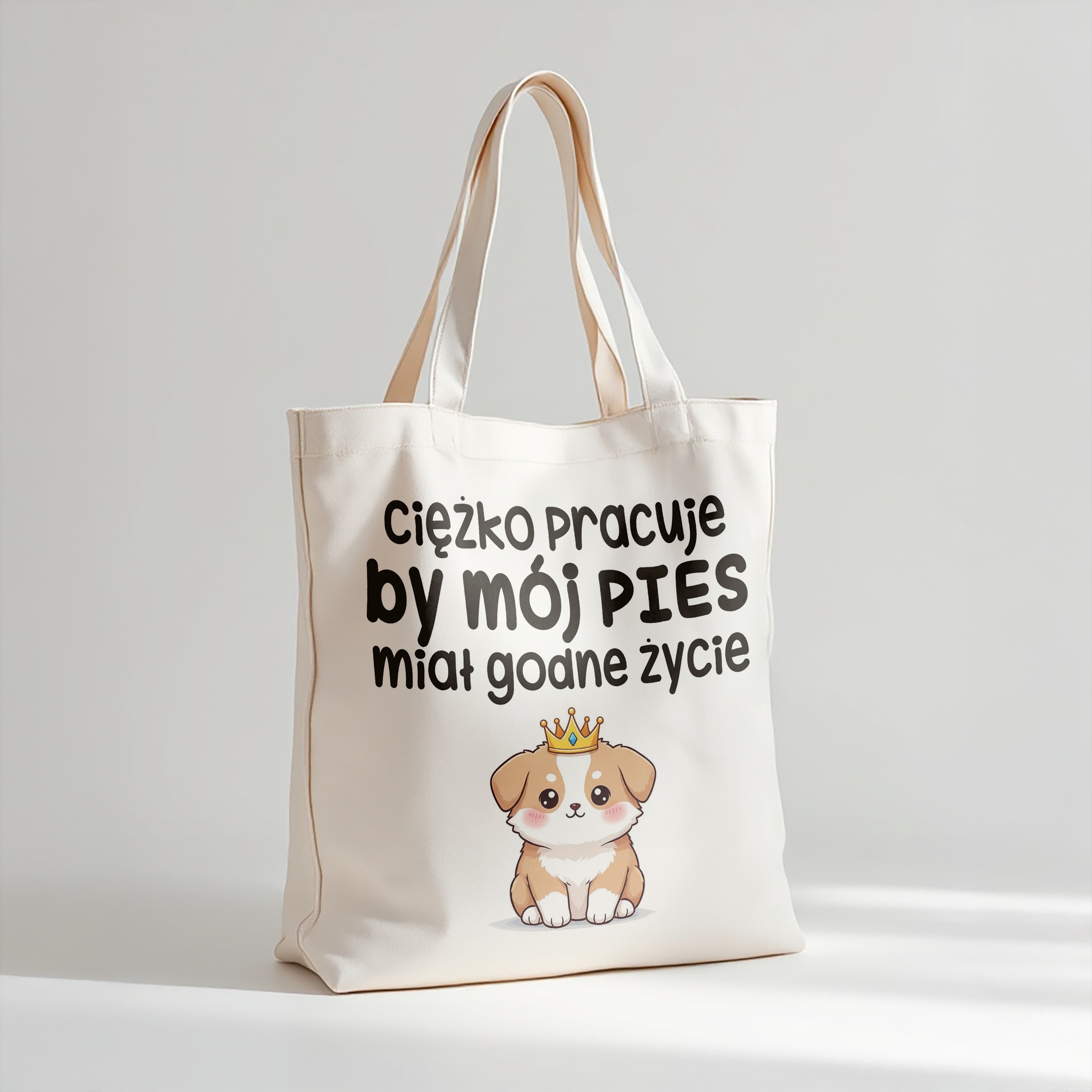 Torba bawełniana premium Ciężko Pracuję By Mój Pies Zabawny Prezent