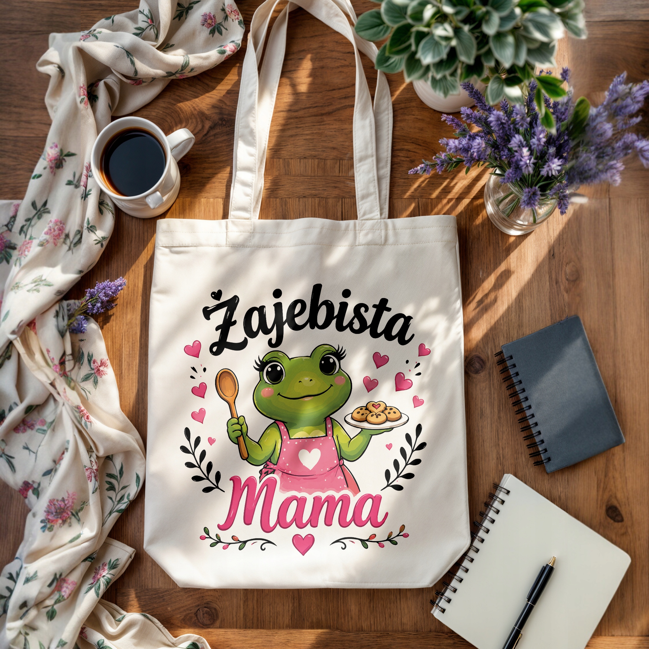 Prezent na Dzień Matki torba bawełniana premium dla mamy torba na zakupy