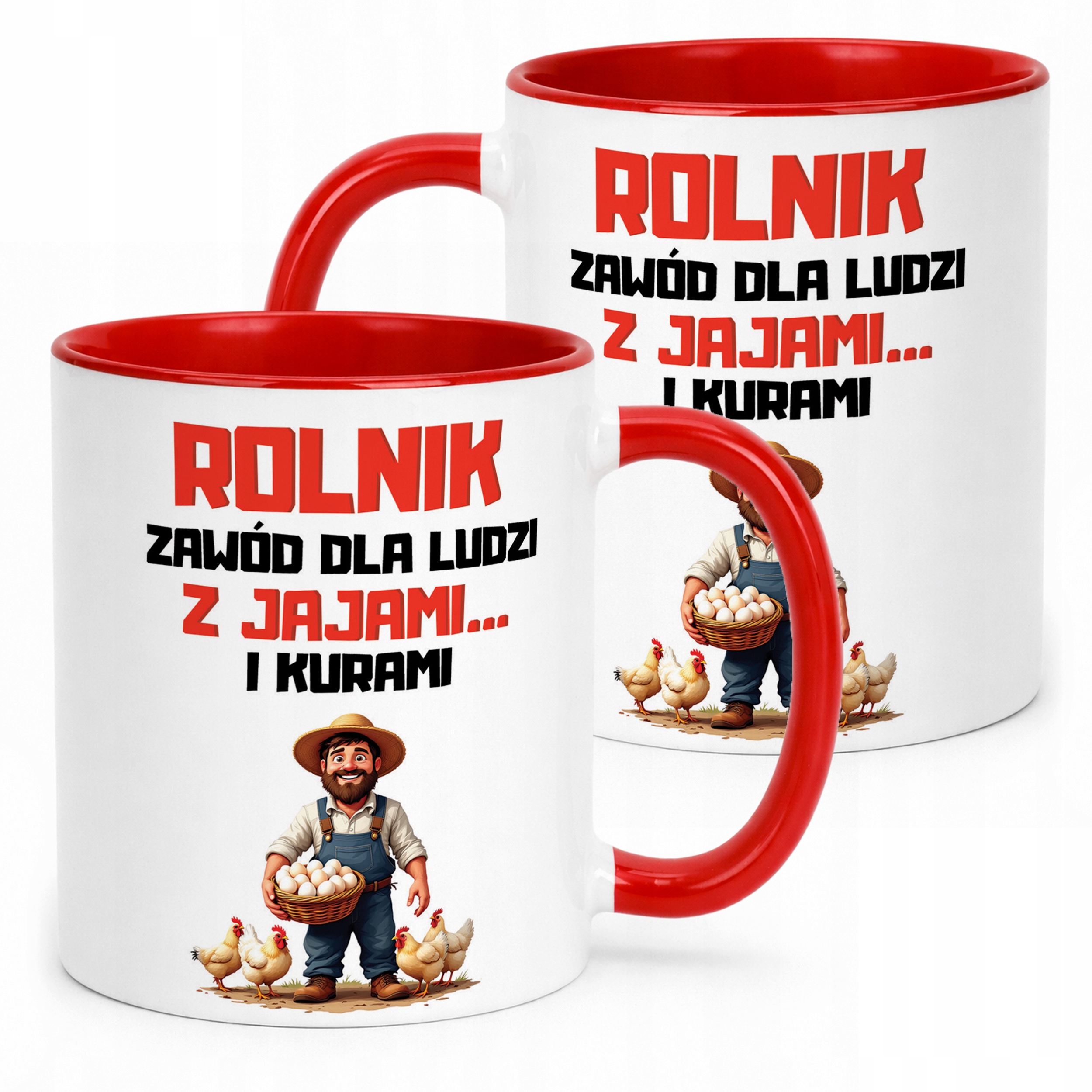 Kubek Czerwony Rolnik Dla Rolnika Kury Zabawny Prezent Upominek