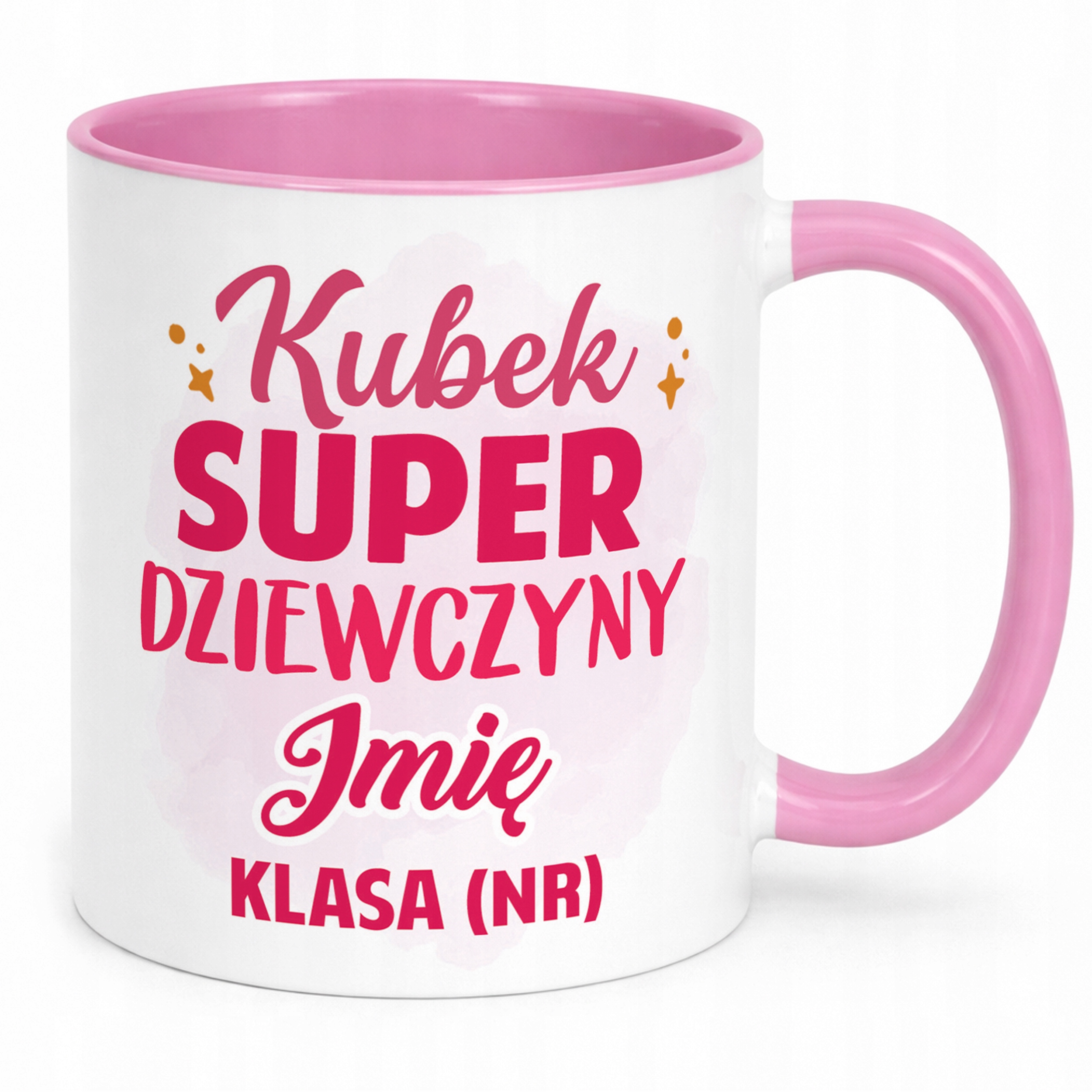 Kubek Różowy Z Imieniem Klasa Dzień Kobiet Dla Dziewczynki Prezent
