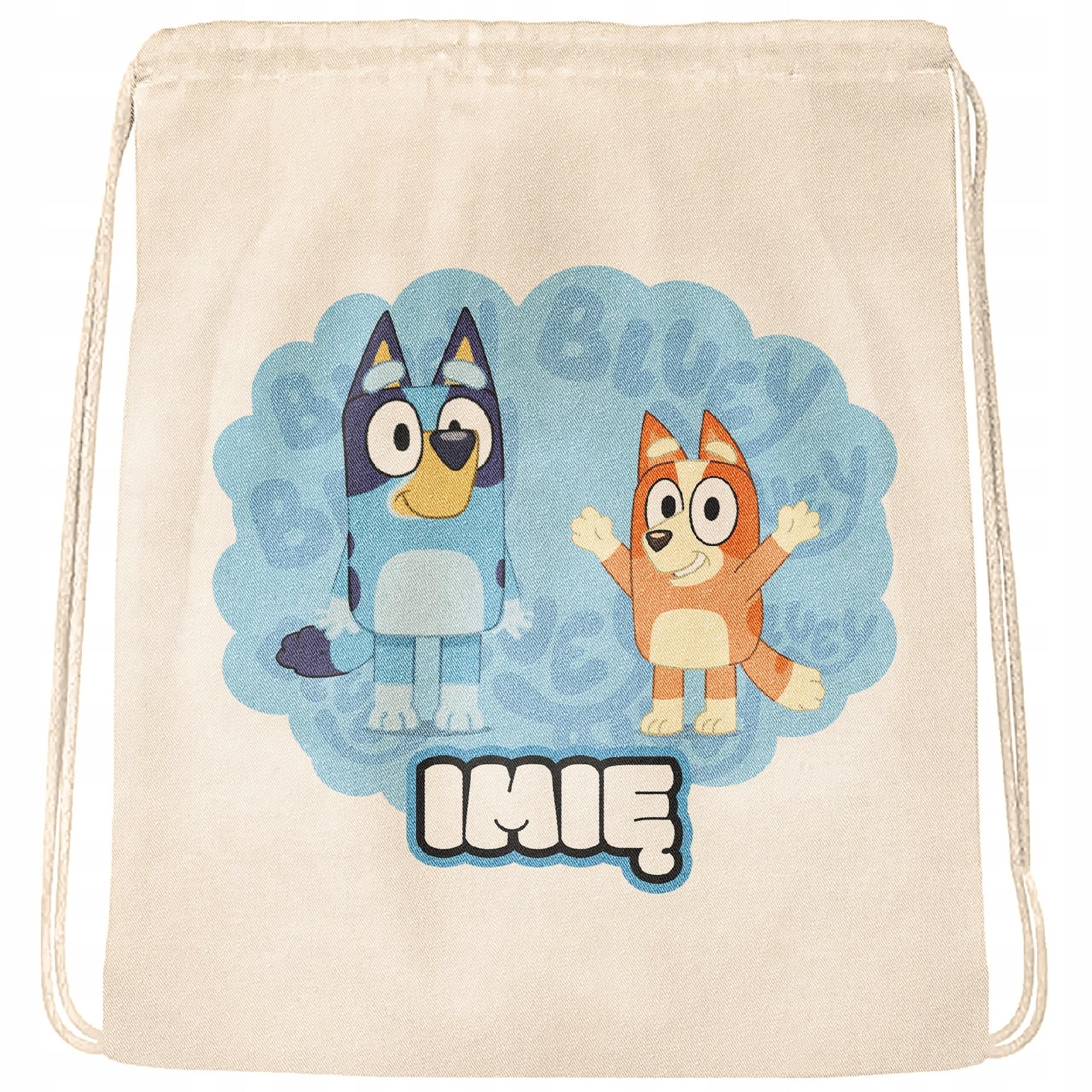 Plecak bawełniany Z Imieniem Bluey Dla Dzieci Fanów Do Szkoły Przedszkola