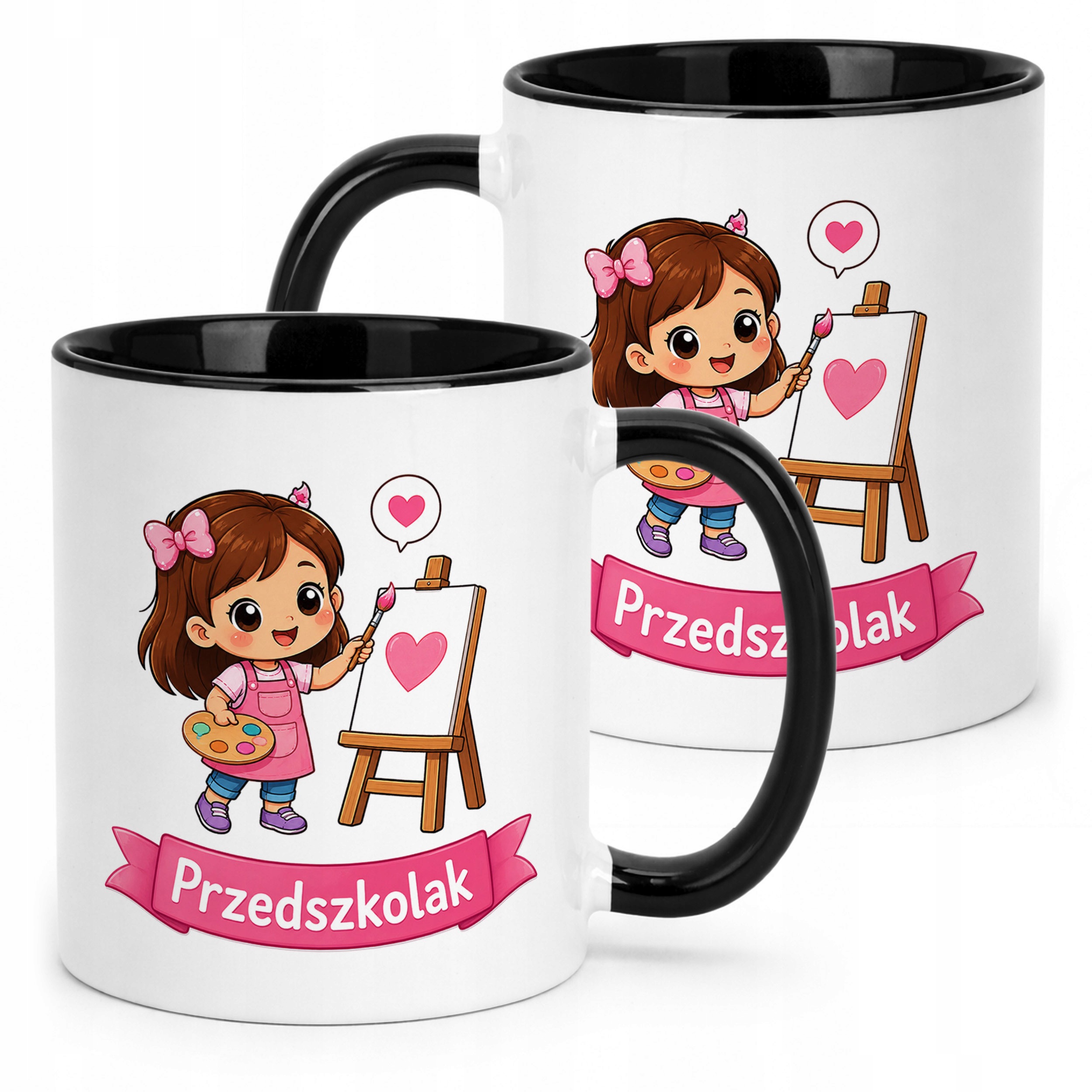 Kubek Czarny z nadrukiem Przedszkolak Szkoła Dla Dzieci Prezent