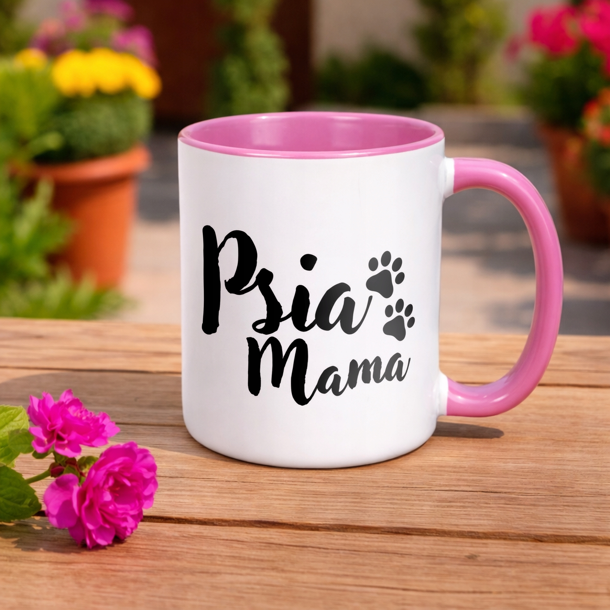 Kubek Różowy Psia Mama Dla Posiadaczki Psa Prezent