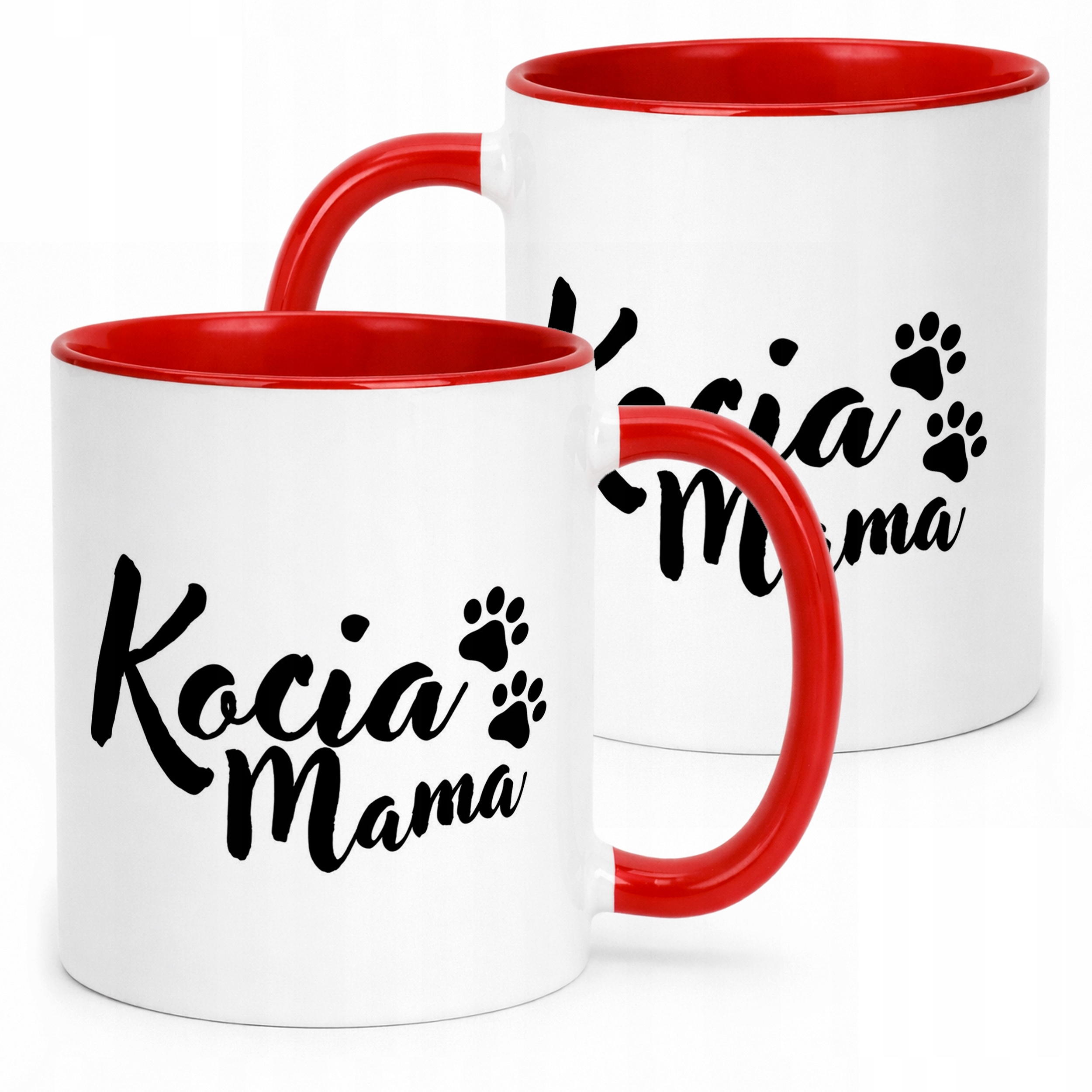 Kubek Czerwony Kocia Mama Dla Posiadaczki Kota Prezent Upominek