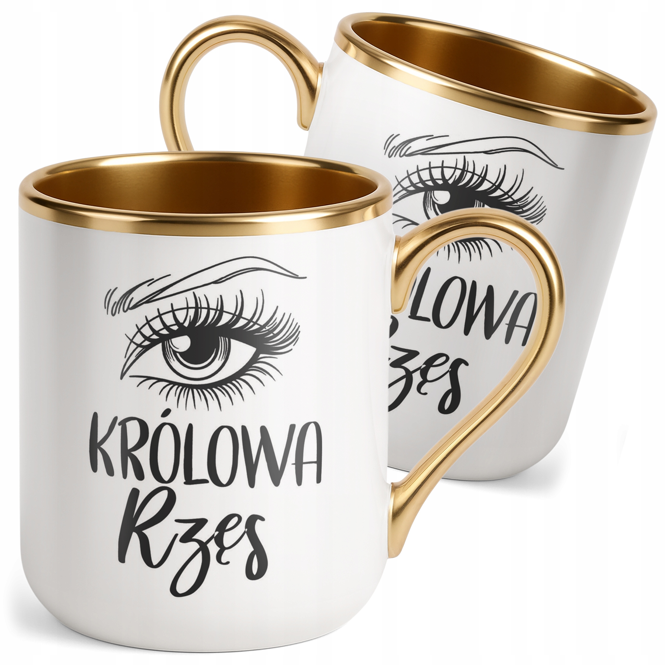 Kubek Premium Złoty Królowa Rzęs Dla Stylistki Rzęs Prezent