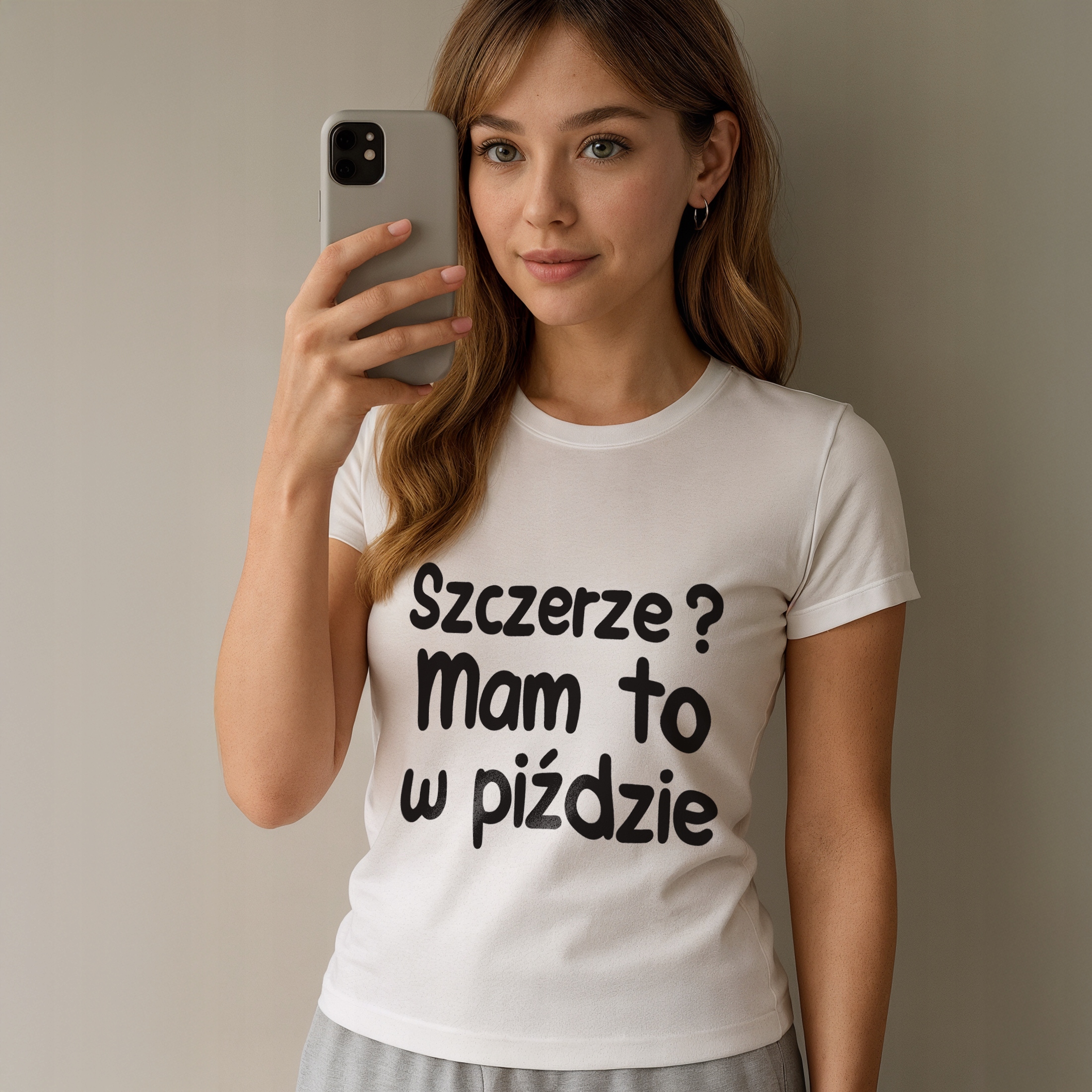 Koszulka biała damska Szczerze Mam To Zabawny Prezent
