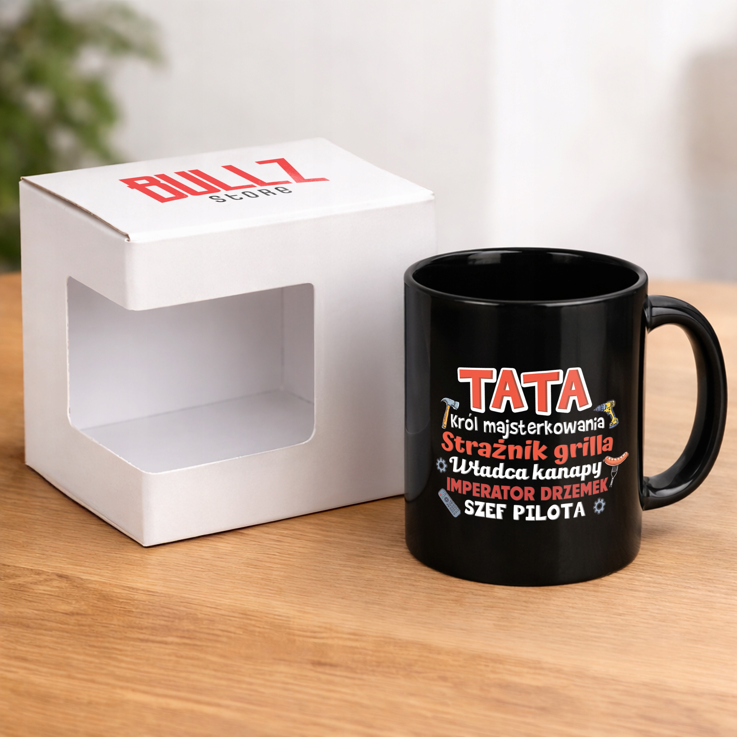 Kubek czarny upominek dla taty prezent na Dzień Ojca miły i praktyczny