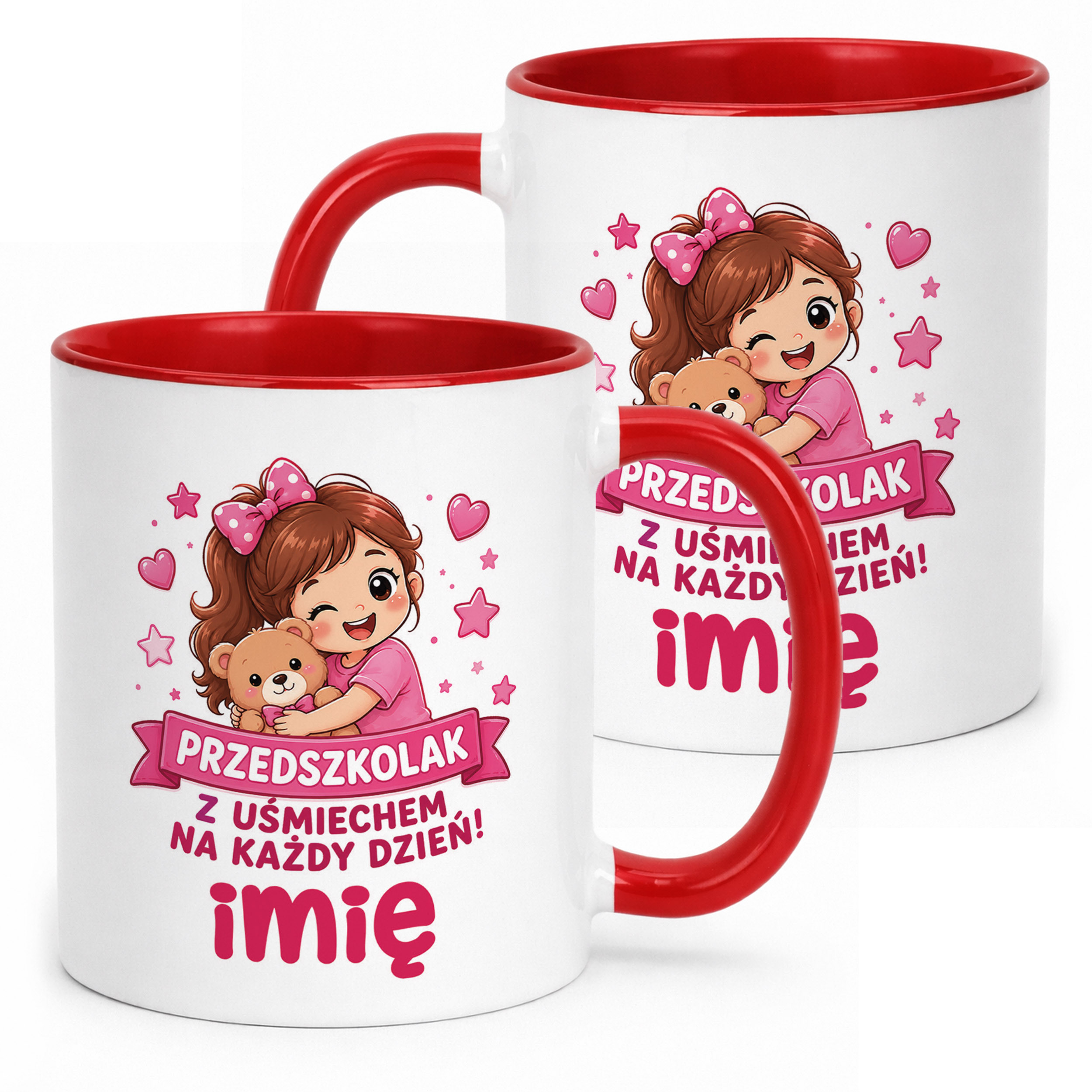 Kubek Czerwony z nadrukiem personalizowany Przedszkolak Szkoła Dla Dzieci