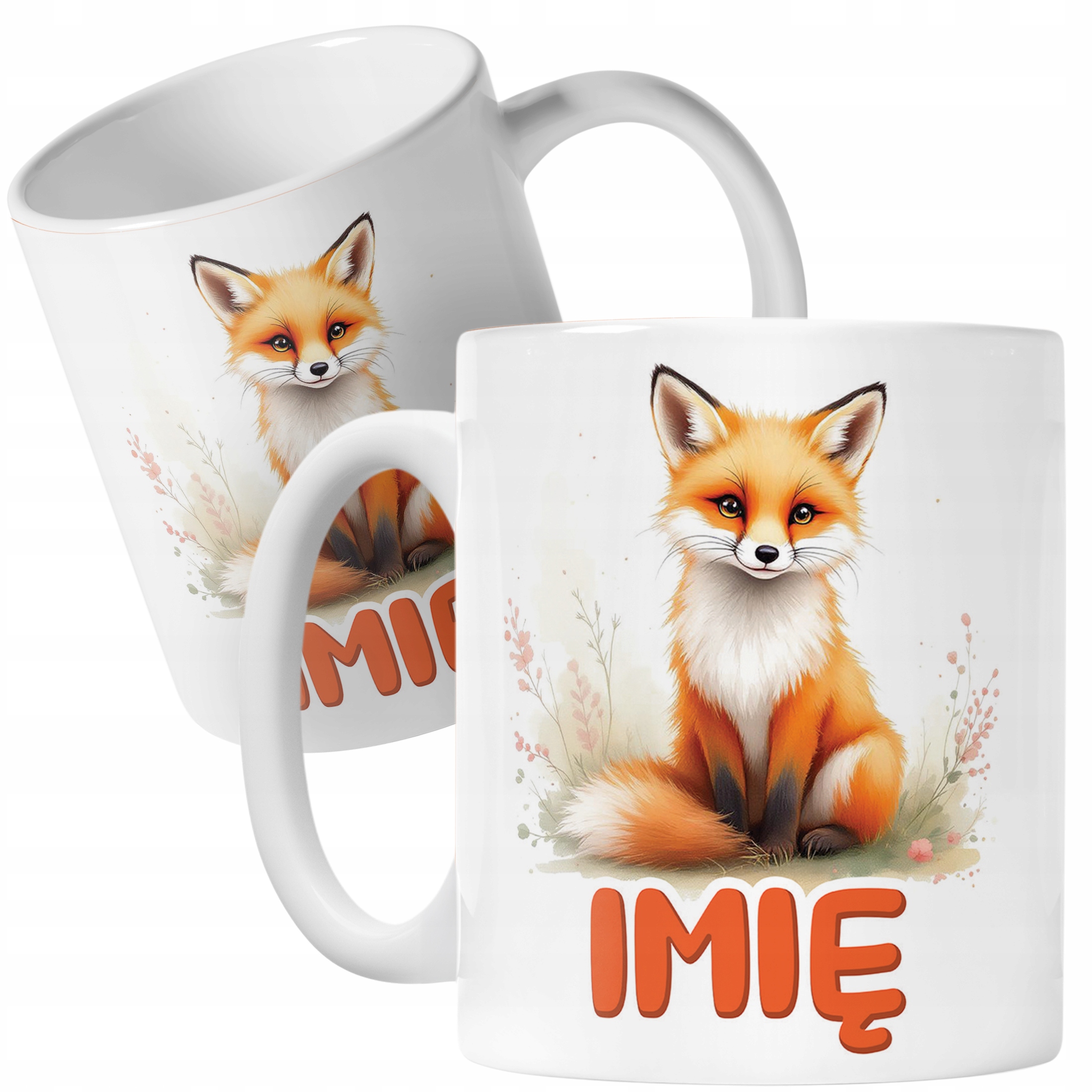 Kubek ceramiczny personalizowany Lis Zwierzak Słodki Dla Dzieci
