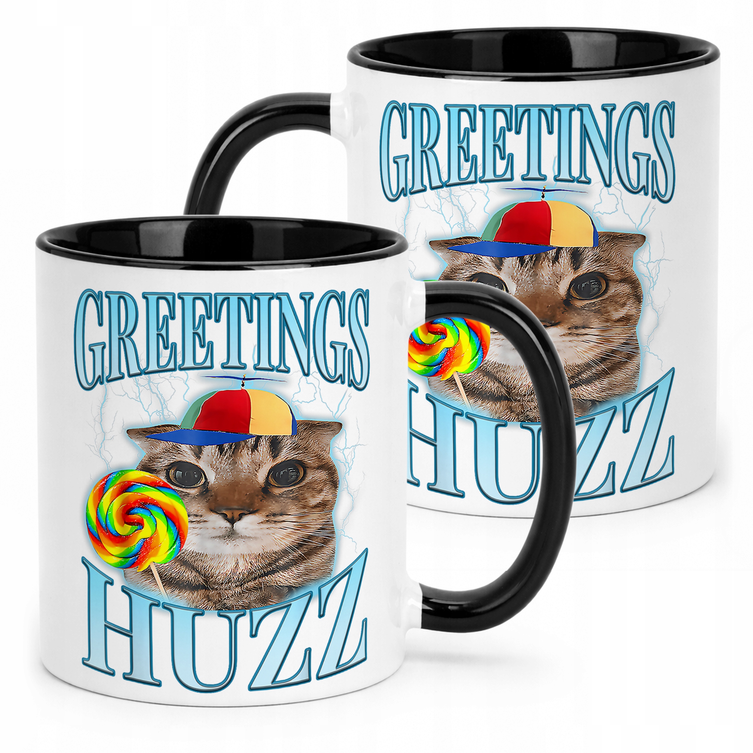 Kubek Czarny Greetings Huzz viral tiktok brainrot mem