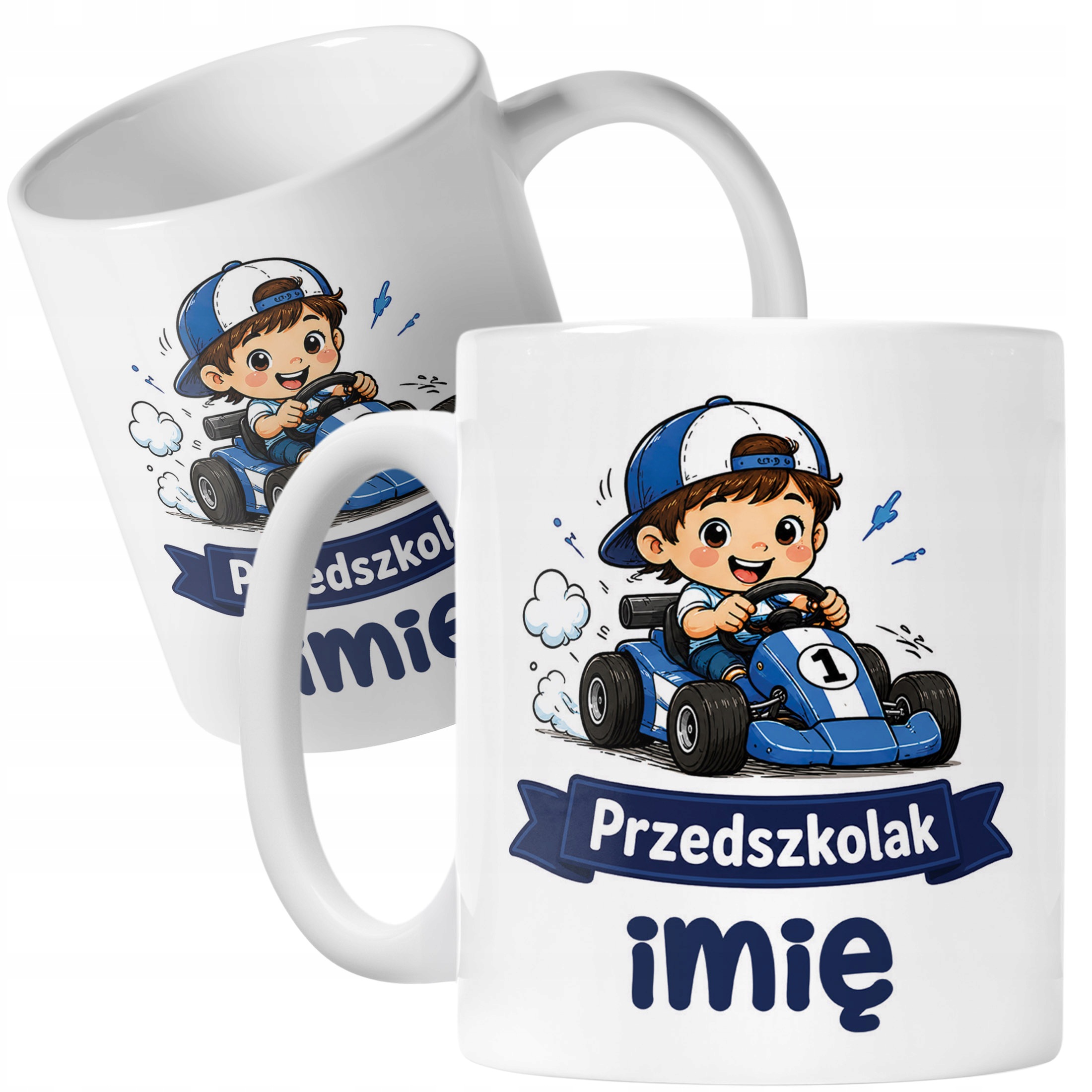 Biały Kubek z nadrukiem personalizowany Przedszkolak Szkoła Dla Dzieci