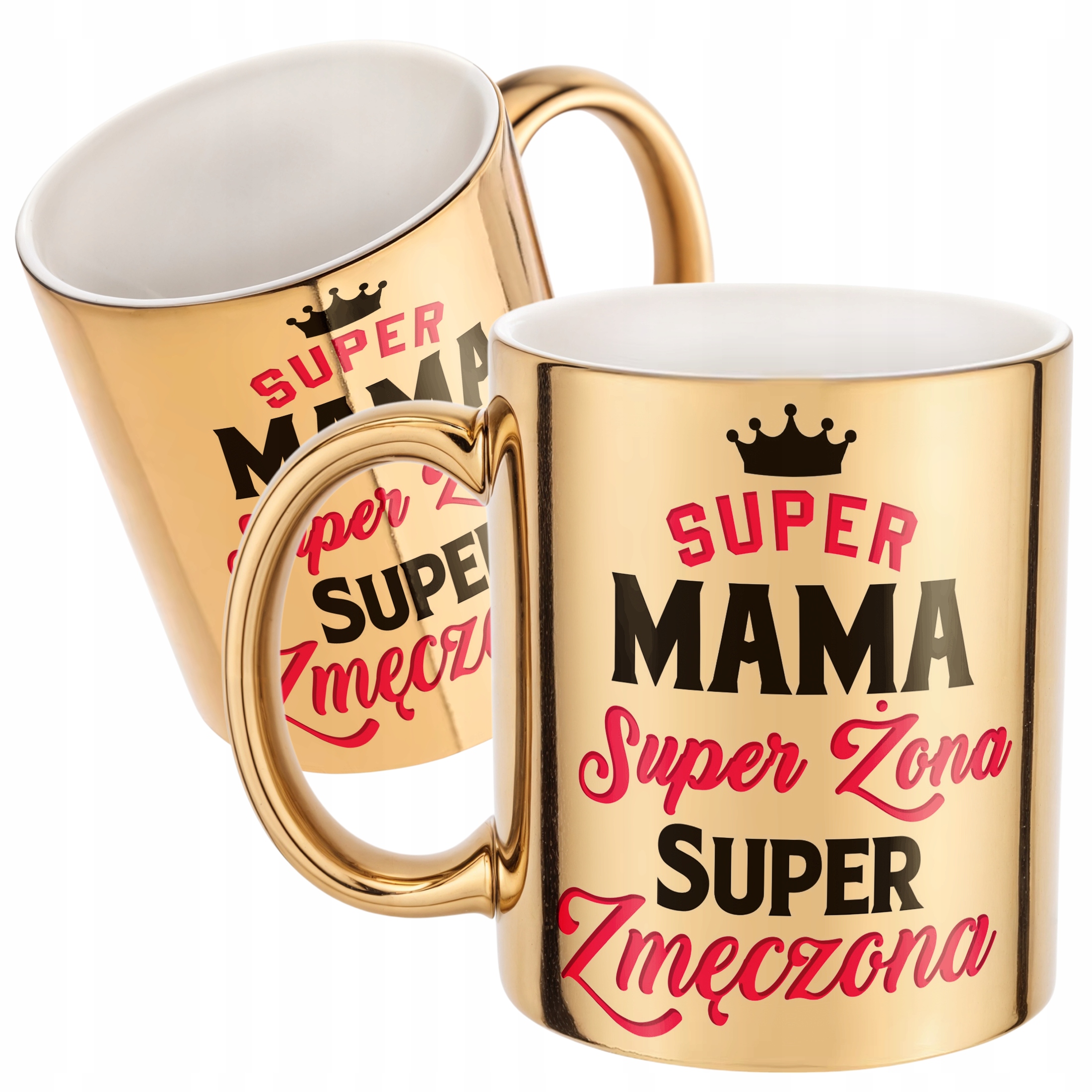 Złoty Kubek ceramiczny Dzień Matki Dla Mamy Super Mama Żona