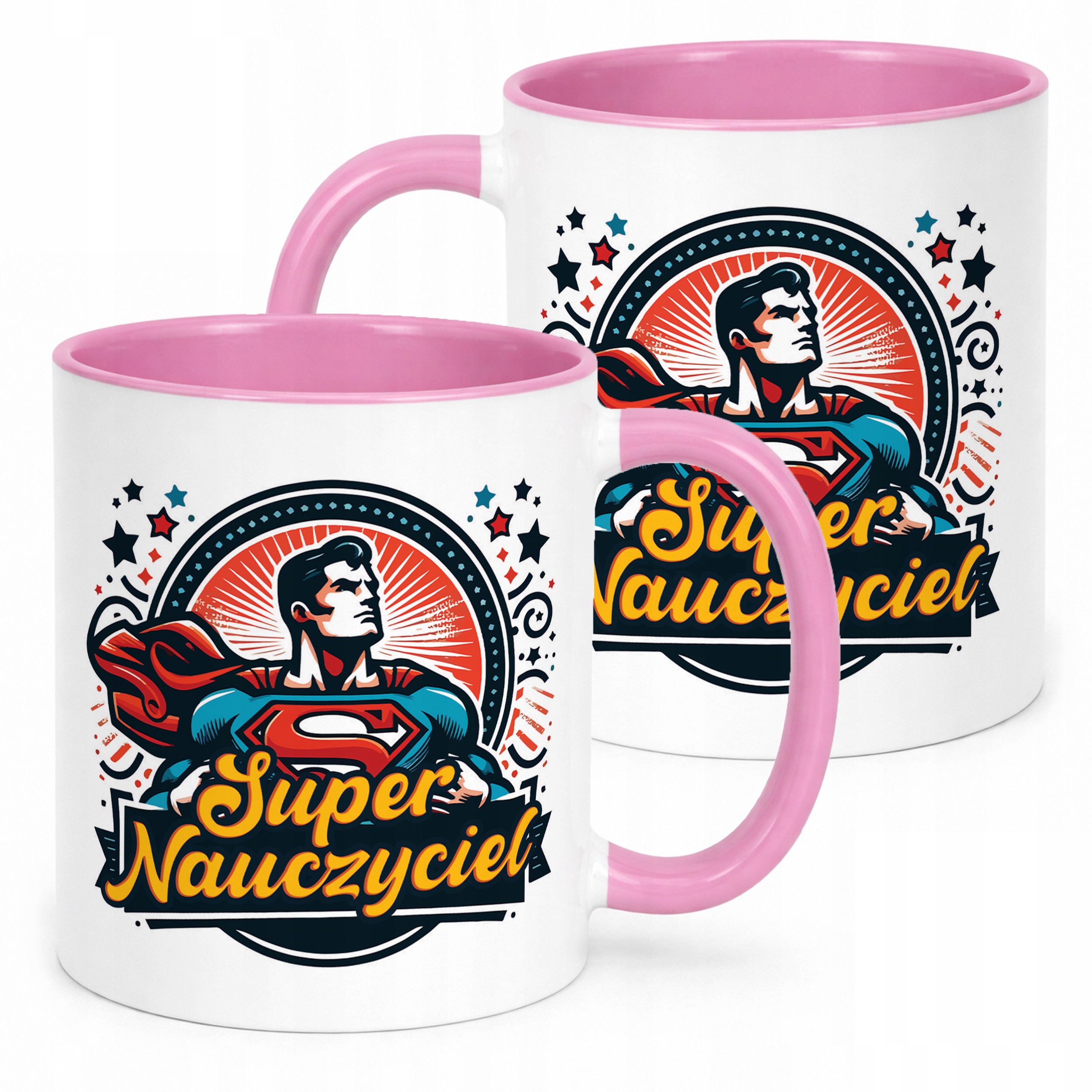 Kubek Różowy Najlepszy Nauczyciel Dzień Nauczyciela Prezent