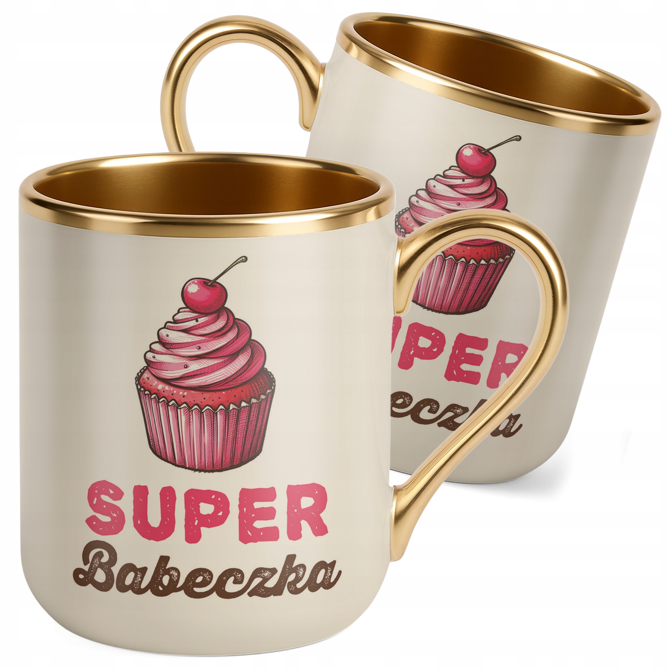 Kubek Premium Złoty Ecru Super Babeczka Z okazji Dnia Kobiet Prezent