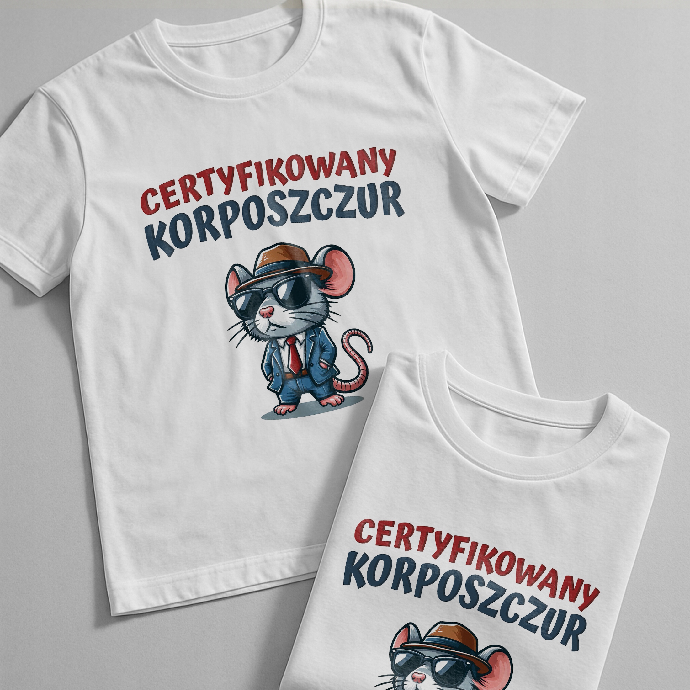 Koszulka biała męska Certyfikowany Korposzczur Zabawny Prezent r. 3XL