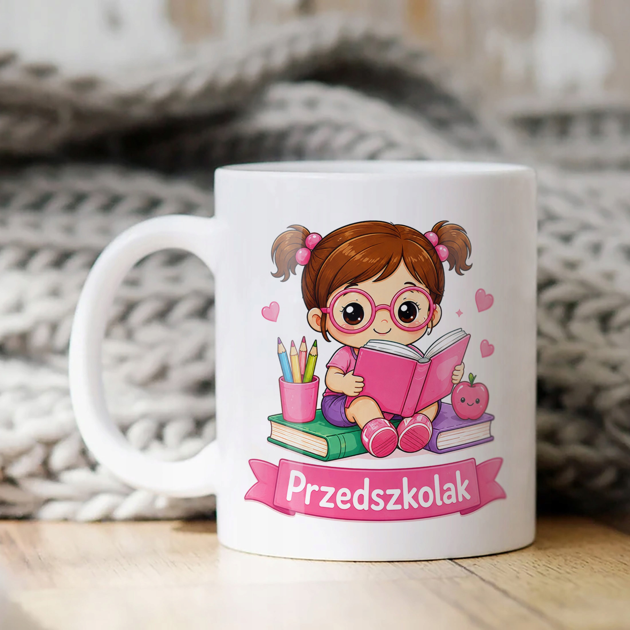 Biały Kubek z nadrukiem Przedszkolak Szkoła Dla Dzieci Prezent