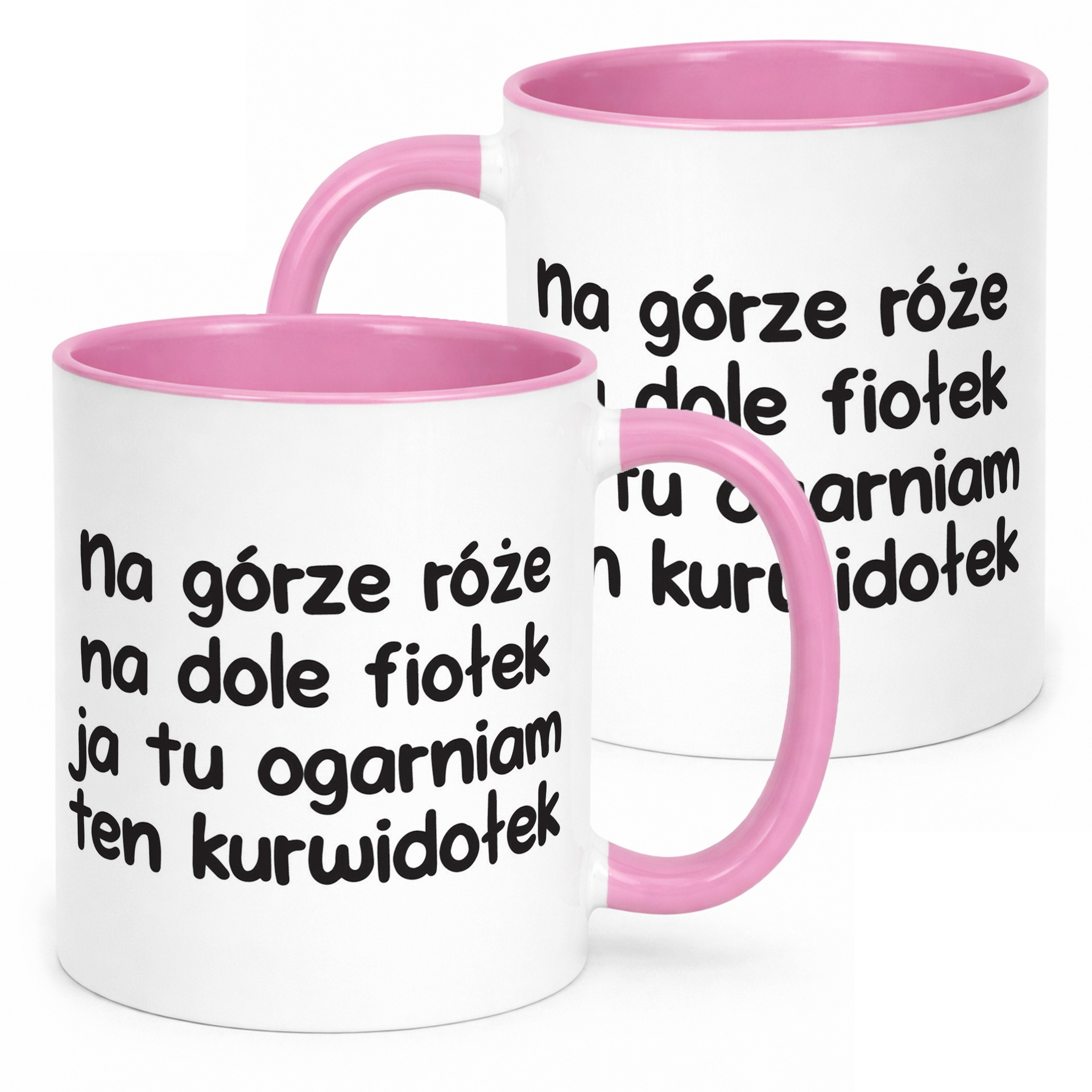 Kubek Różowy Na Górze Róże Na Dole Fiołek Śmieszny Zabawny Prezent