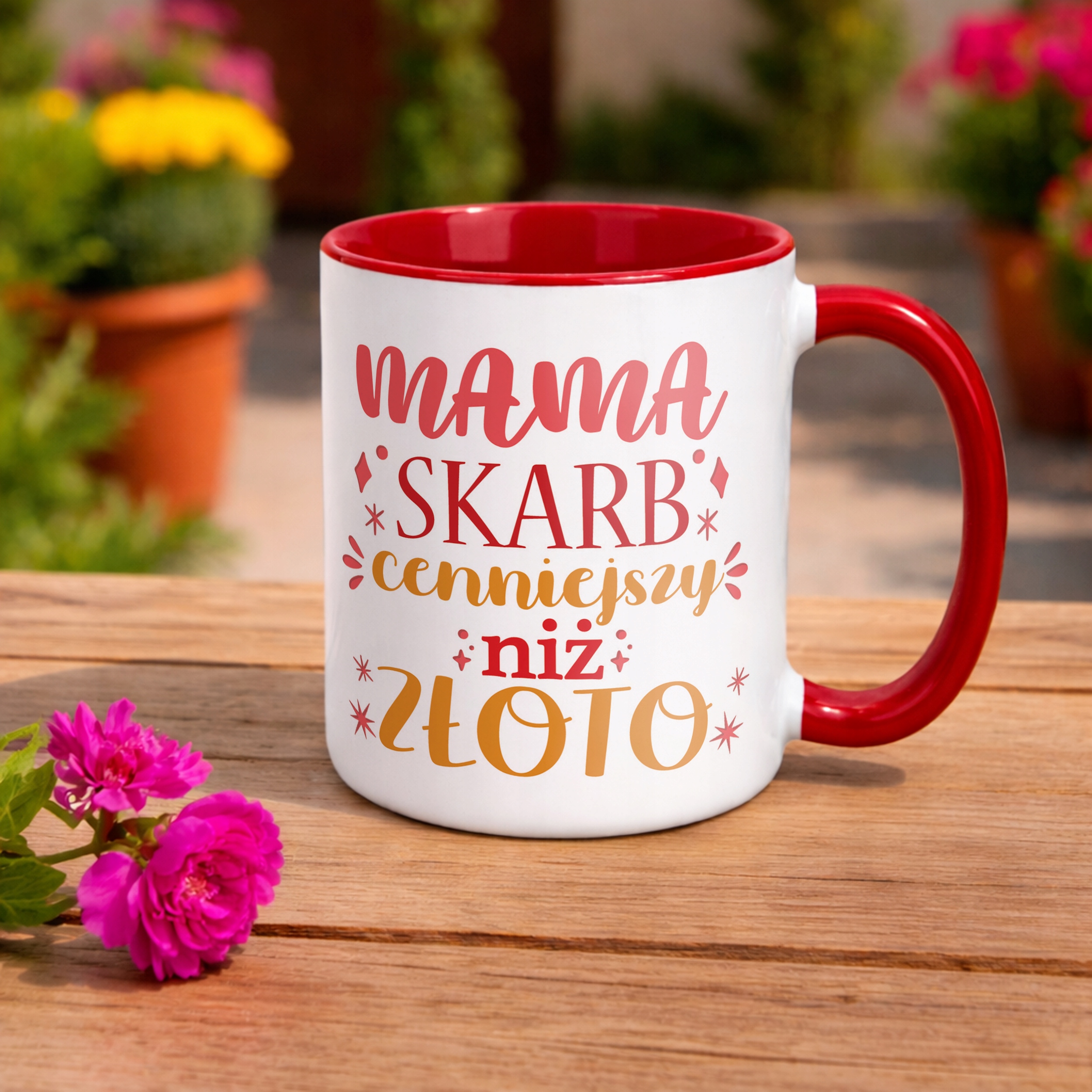 Kubek Czerwony Dzień Matki Dla Mamy Prezent Skarb Cenniejszy Niż Złoto