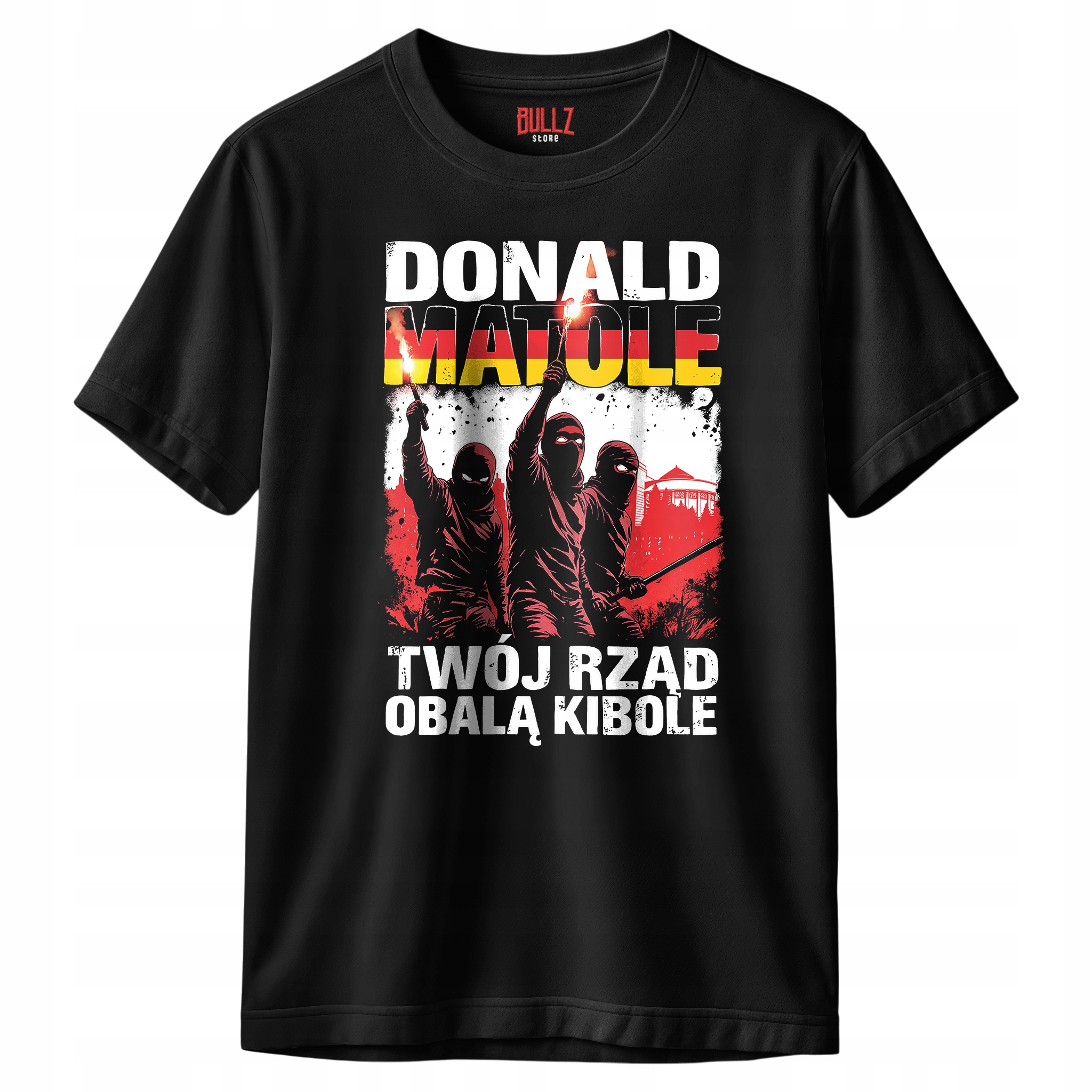 Koszulka czarna męska Donald Matole Twój Rząd Obalą Kibole r. 3XL