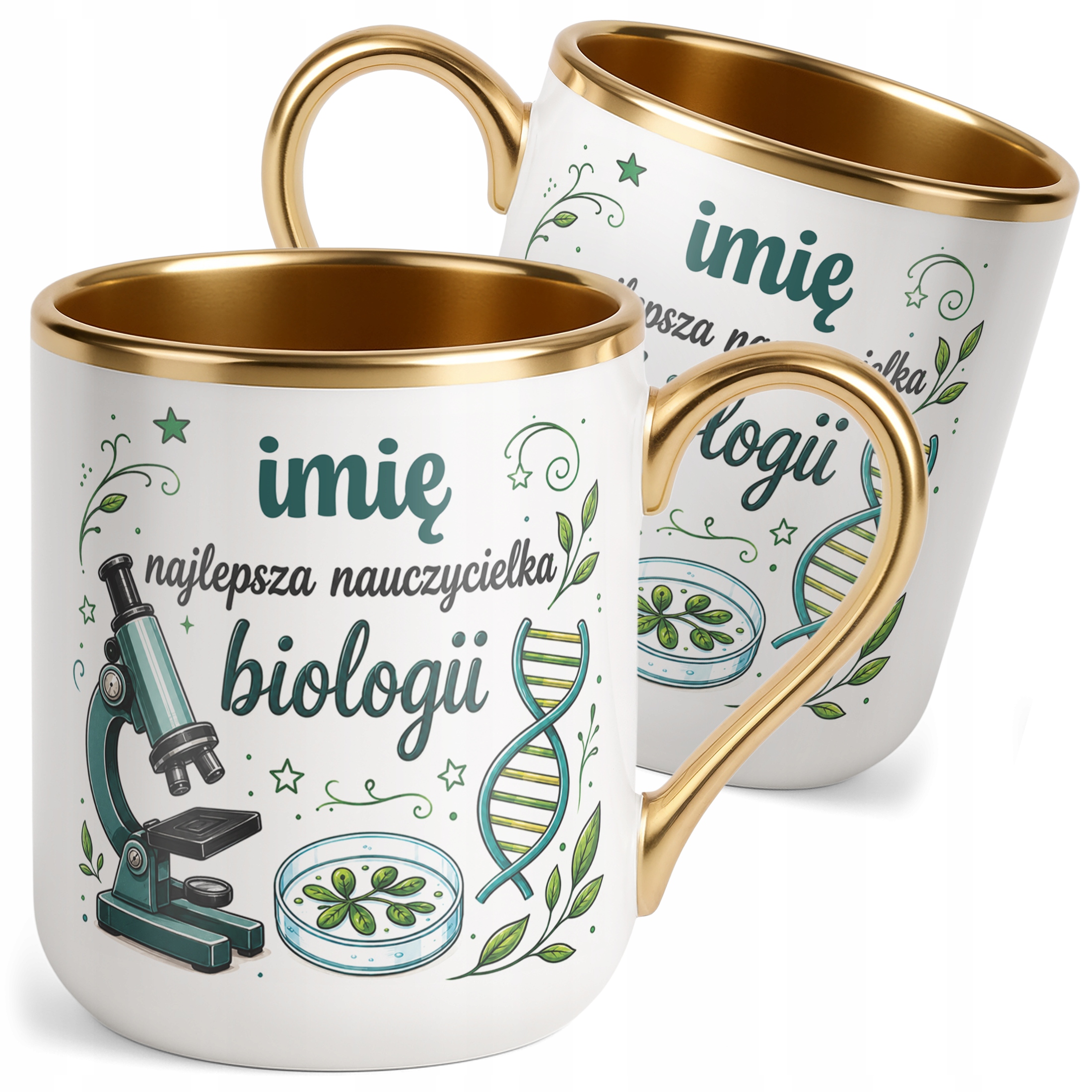 Kubek Premium Złoty z Imieniem Dzień Nauczyciela Biologia Prezent
