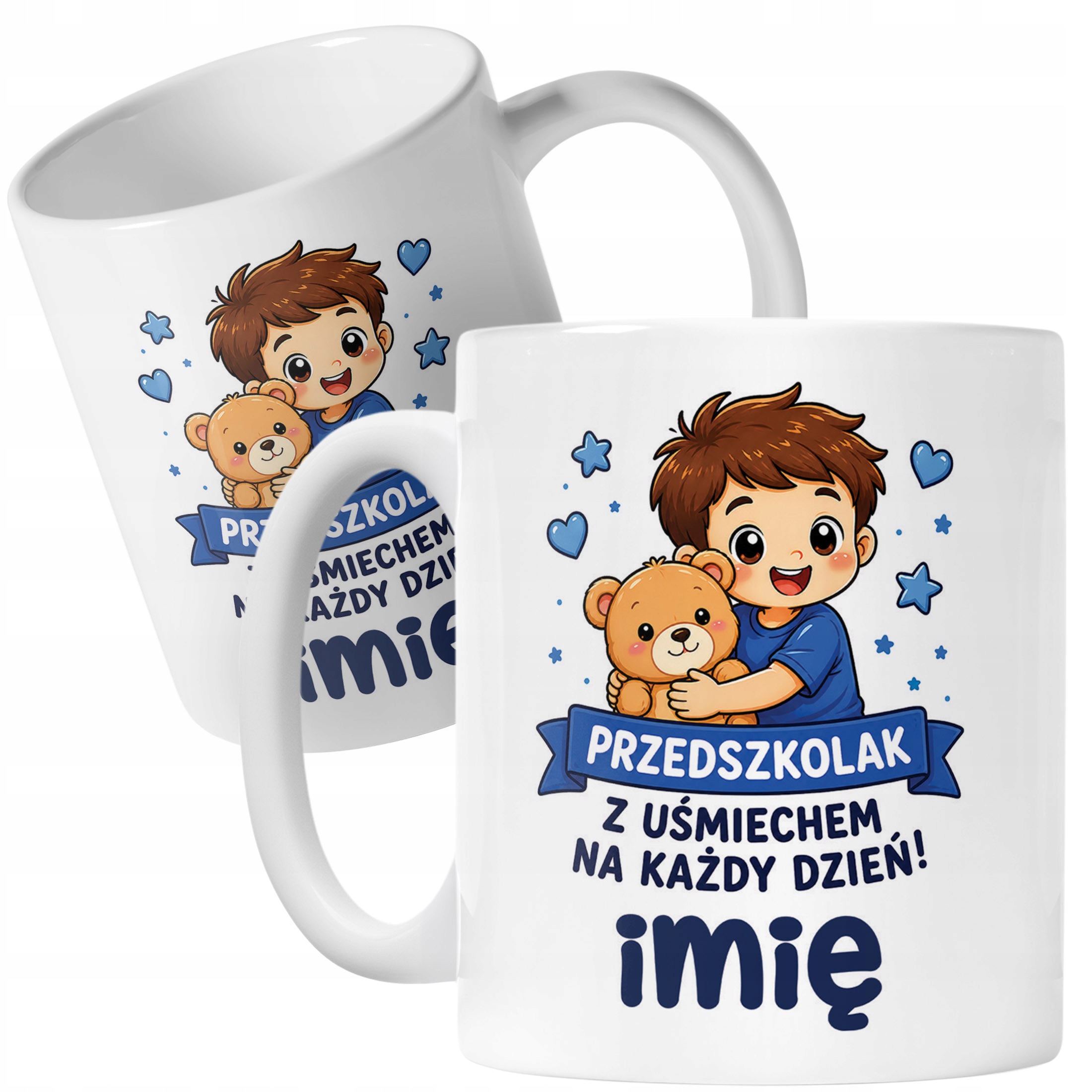 Biały Kubek z nadrukiem personalizowany Przedszkolak Szkoła Dla Dzieci