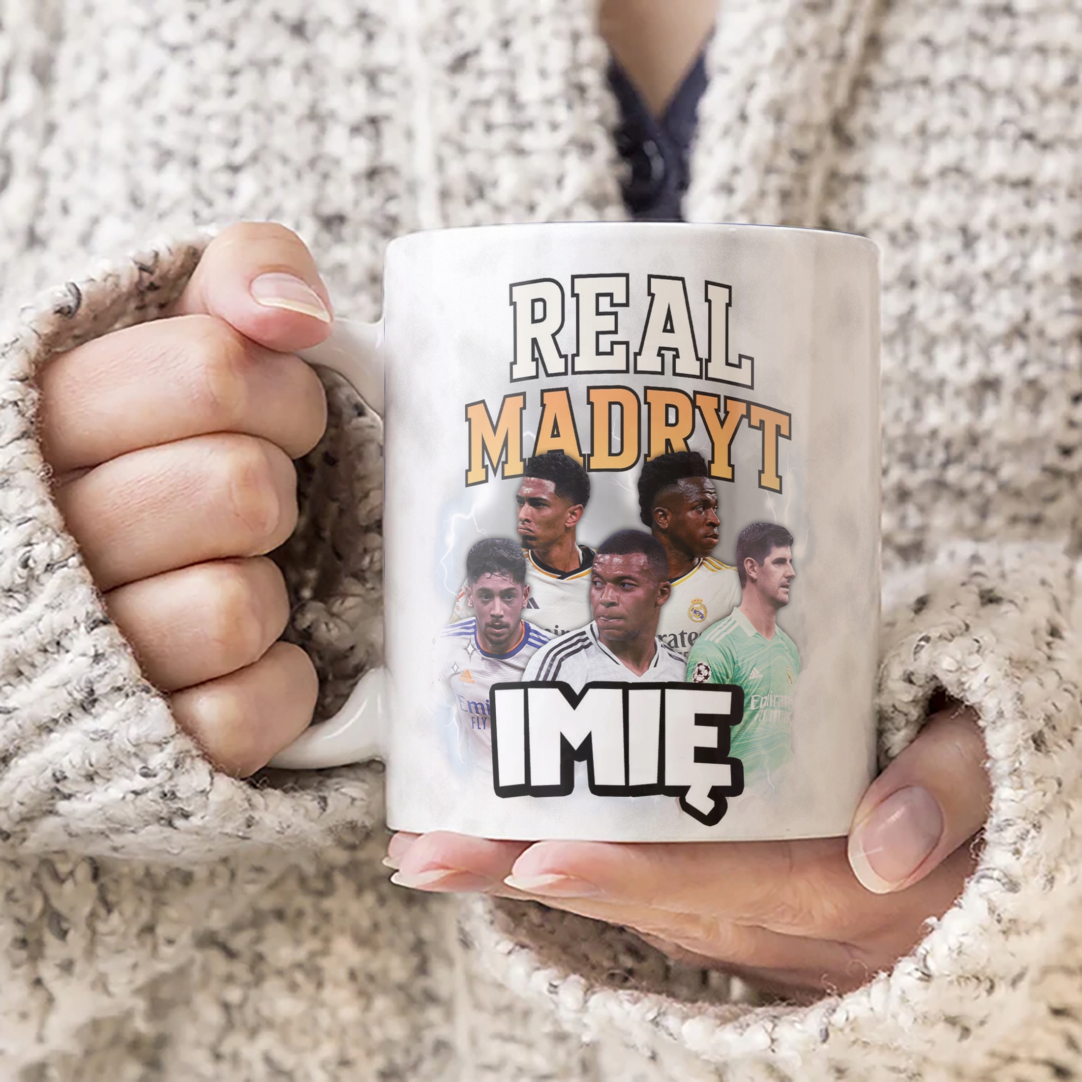 Kubek personalizowany Real Madryt Bellingham Vinicius Mbappé dla kibiców