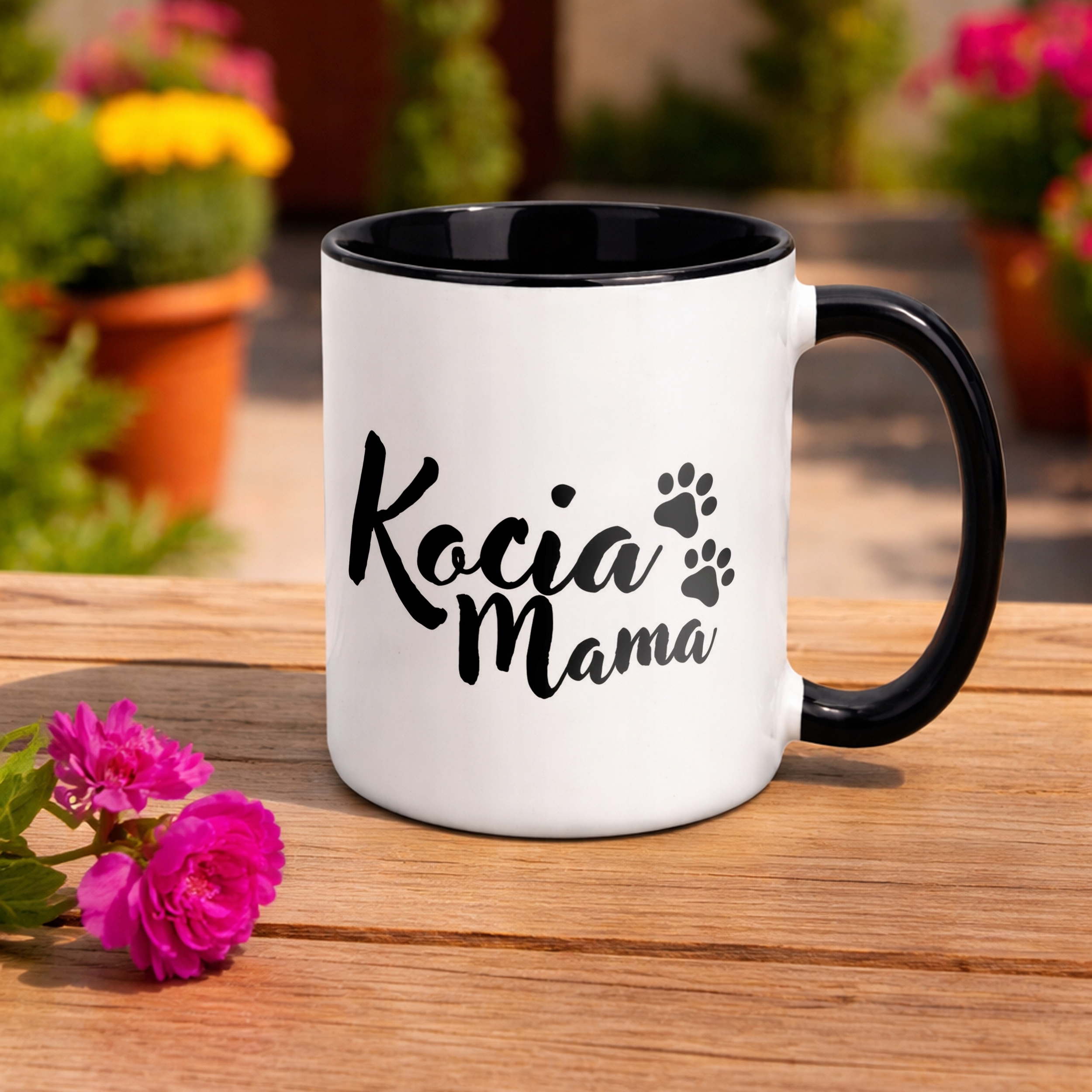 Kubek Czarny Kocia Mama Dla Posiadaczki Kota Prezent