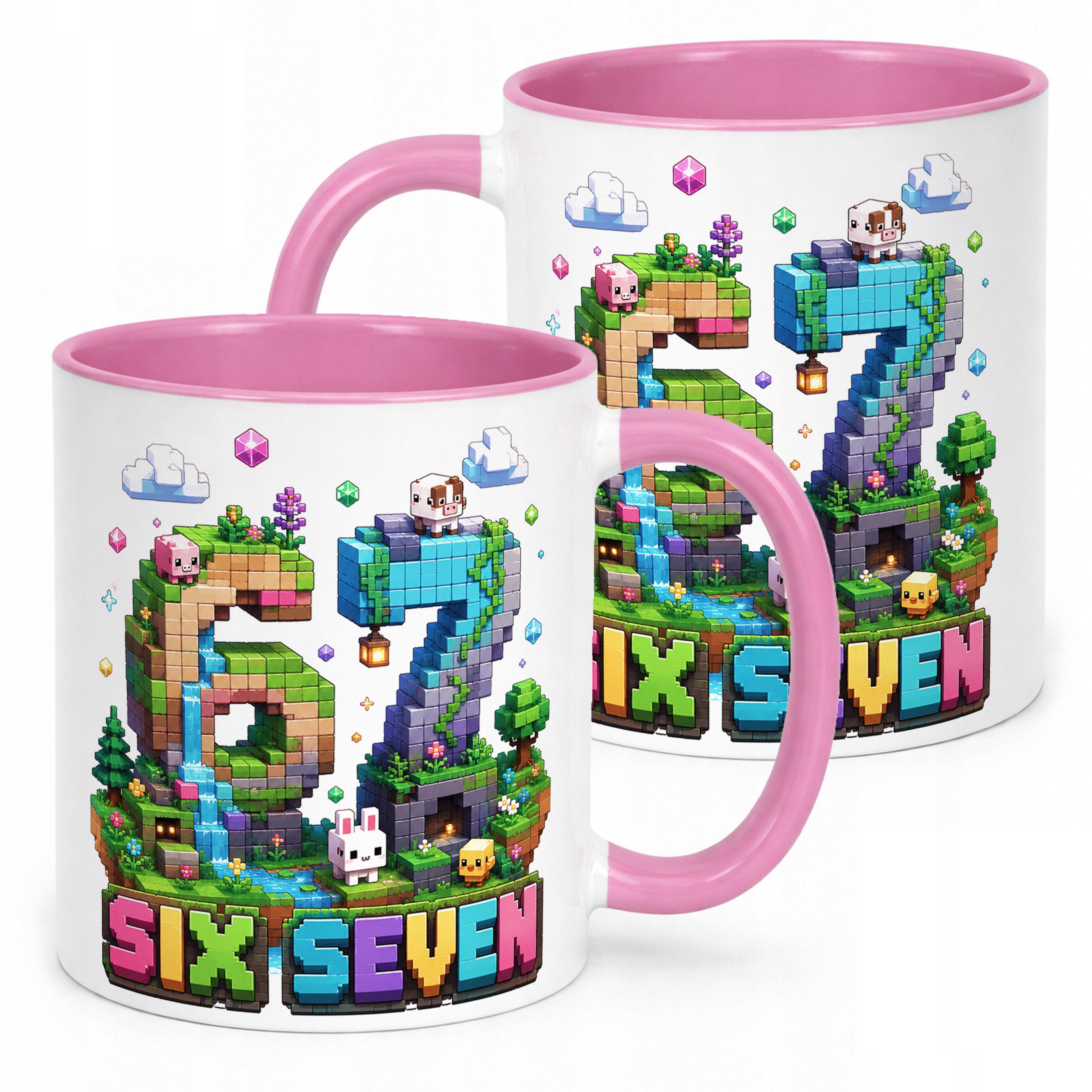 Kubek Różowy z nadrukiem 67 SIX SEVEN Dla Dzieci Prezent Upominek