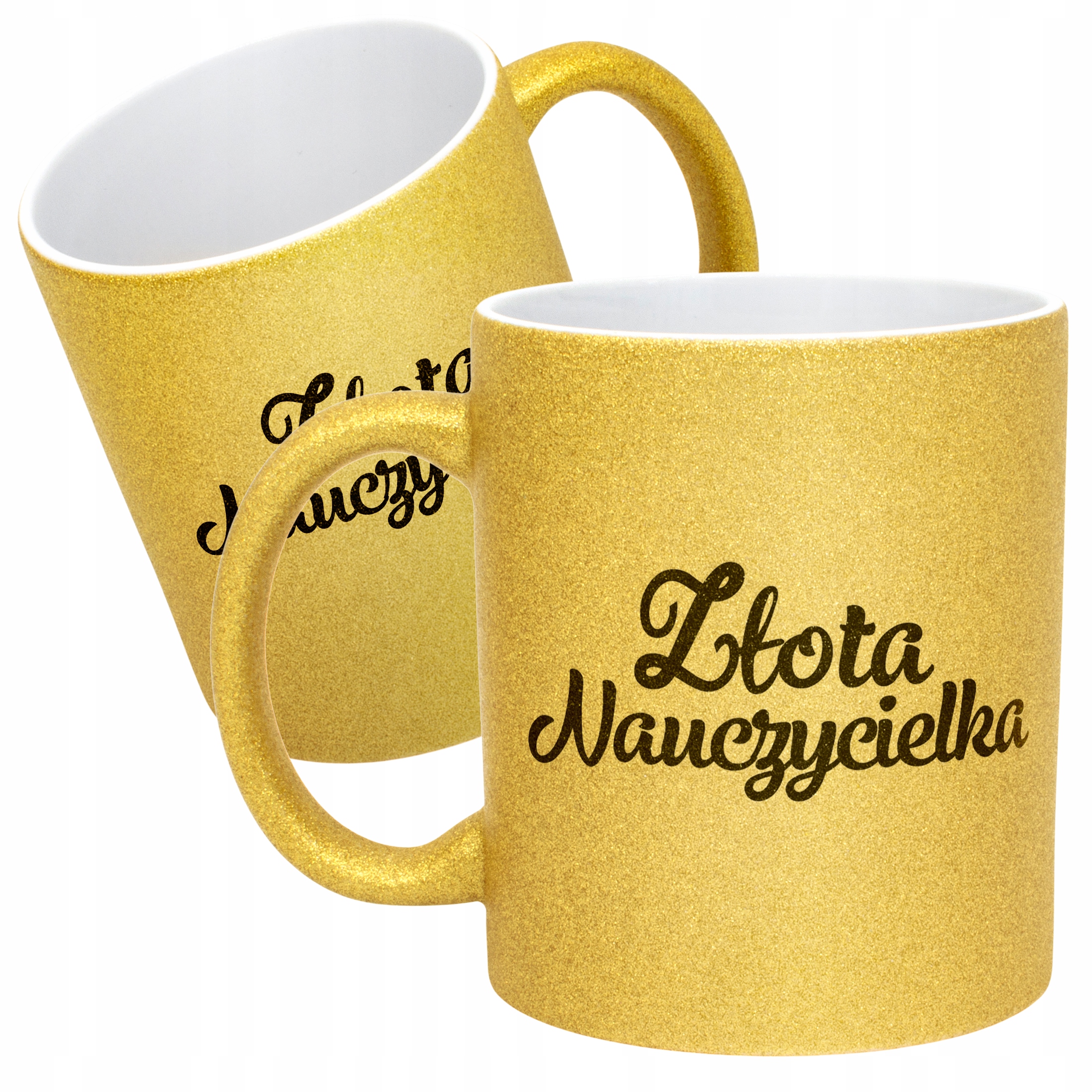 Złoty kubek brokatowy Złota Nauczycielka Dzień Nauczyciela Prezent