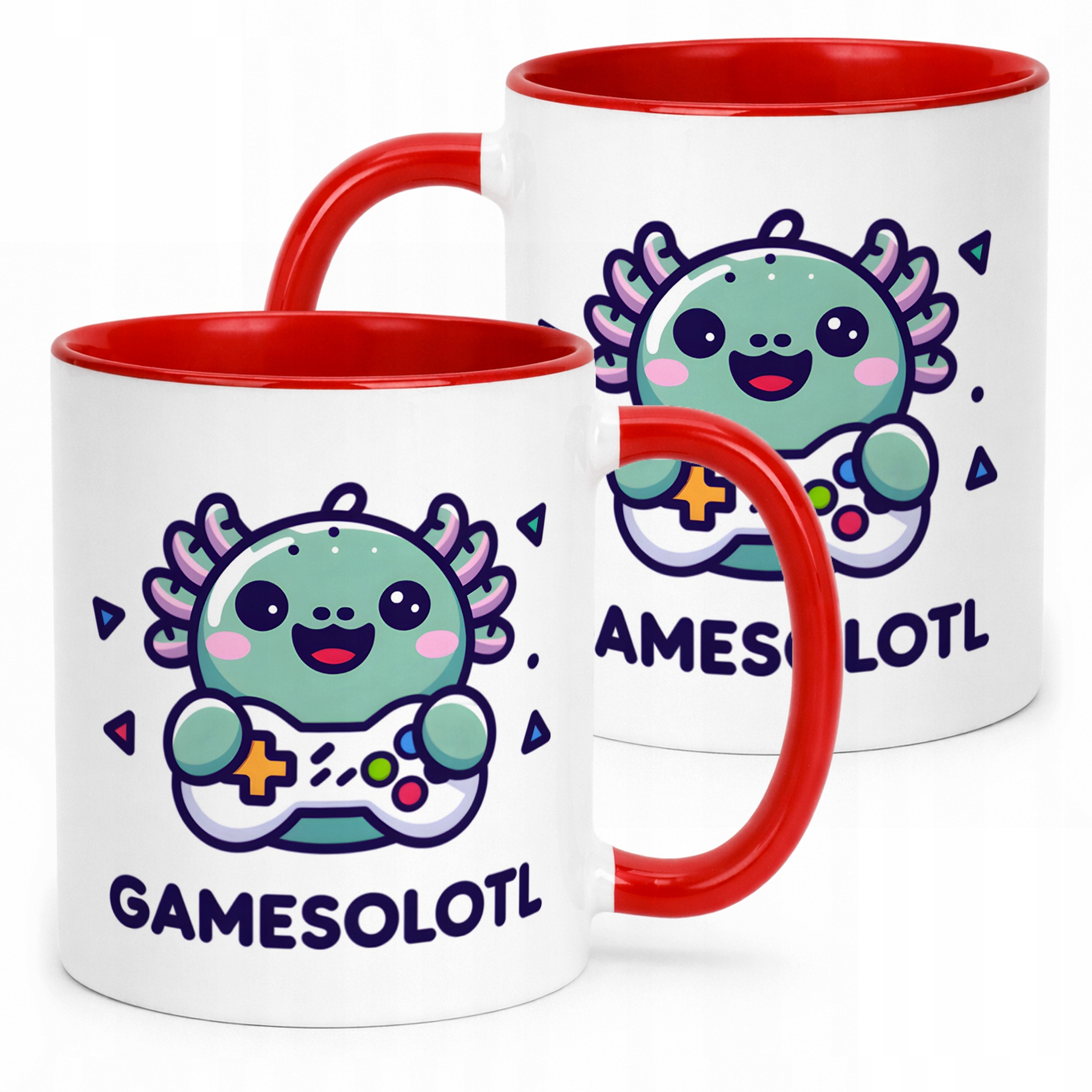 Czerwony kubek ceramiczny dla dzieci Aksolotl Axolotl Różowy