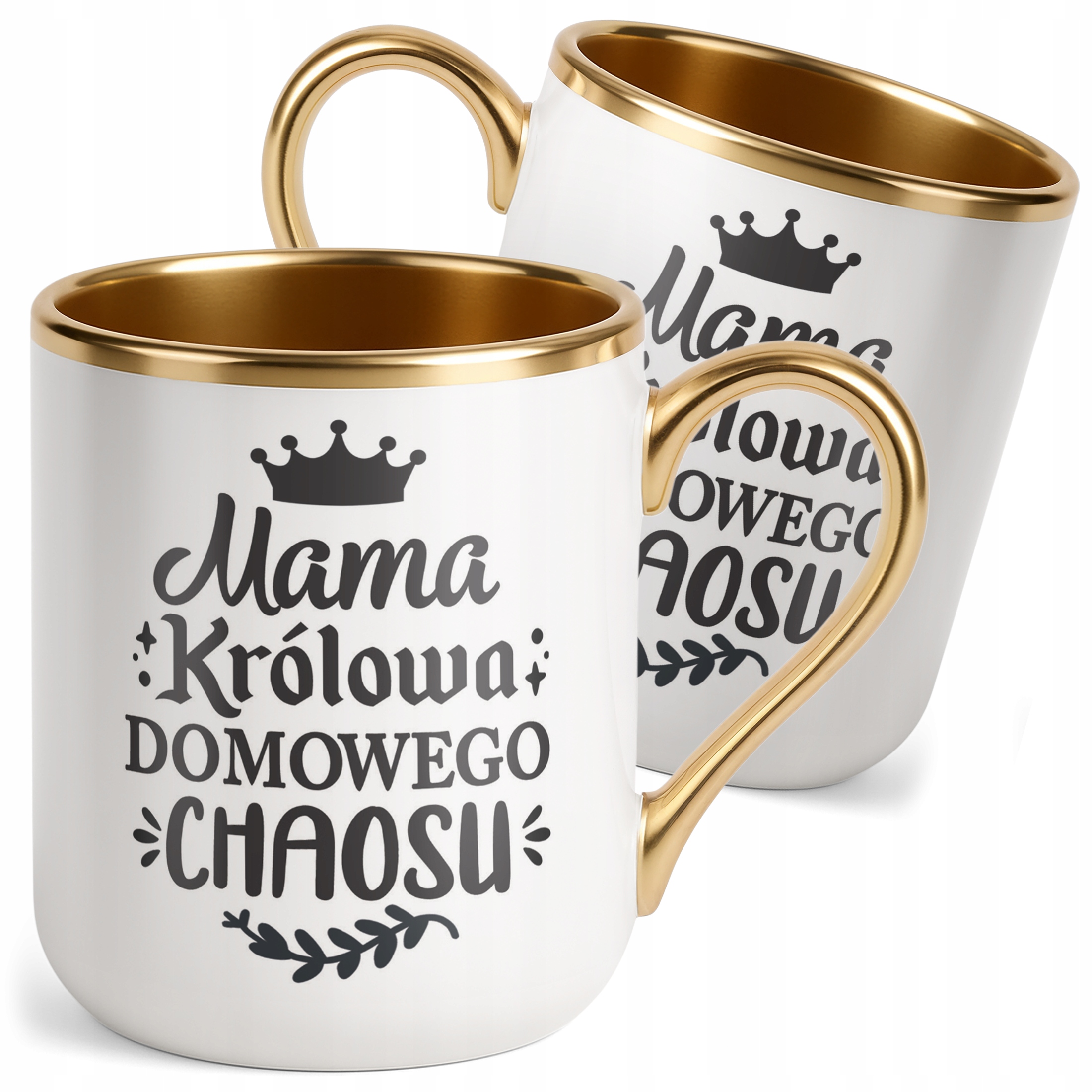 Kubek Premium Złoty Dzień Matki Dla Mamy Prezent Królowa Domowego Chaosu
