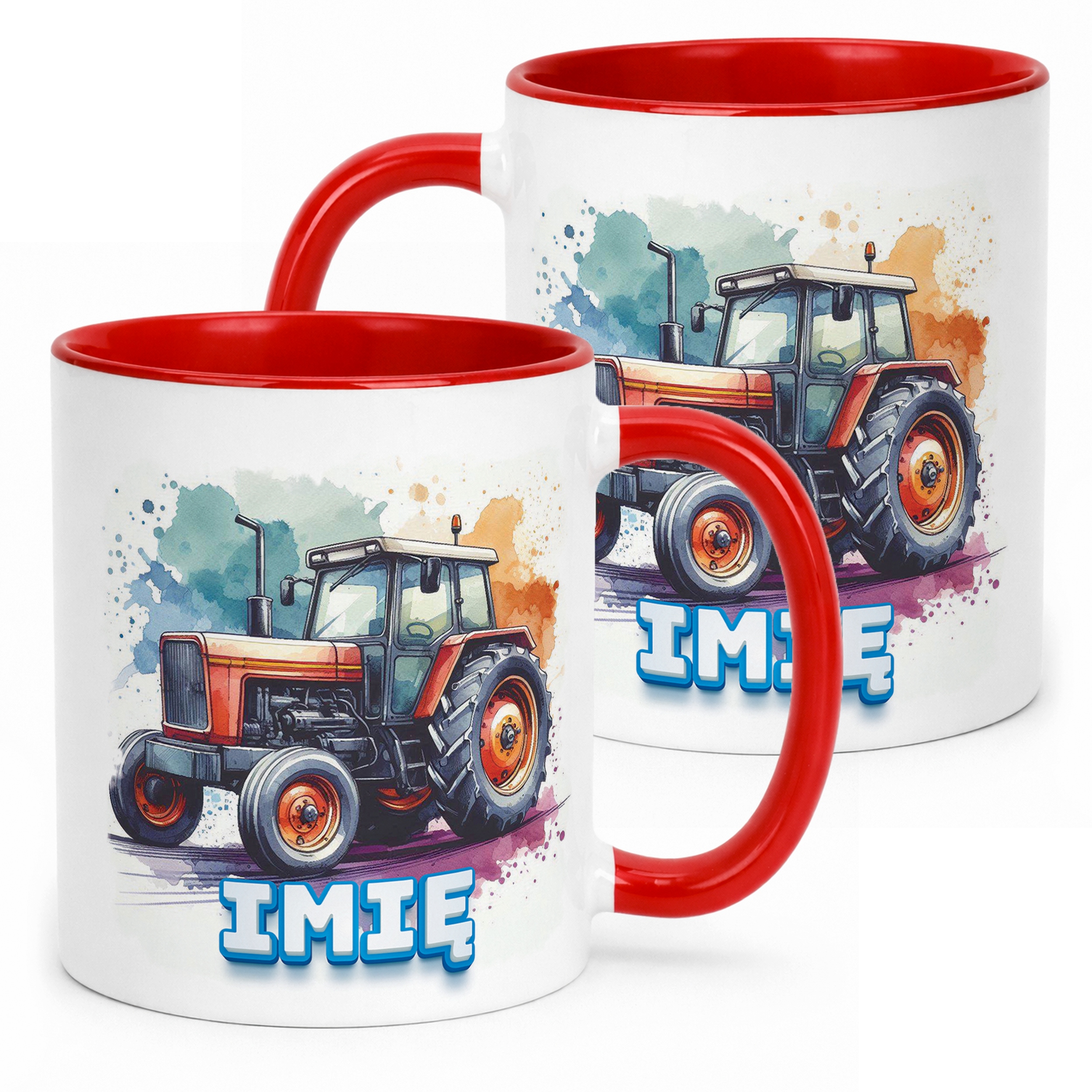 Kubek Czerwony Personalizowany Dla Fanów Traktorów Traktor Prezent