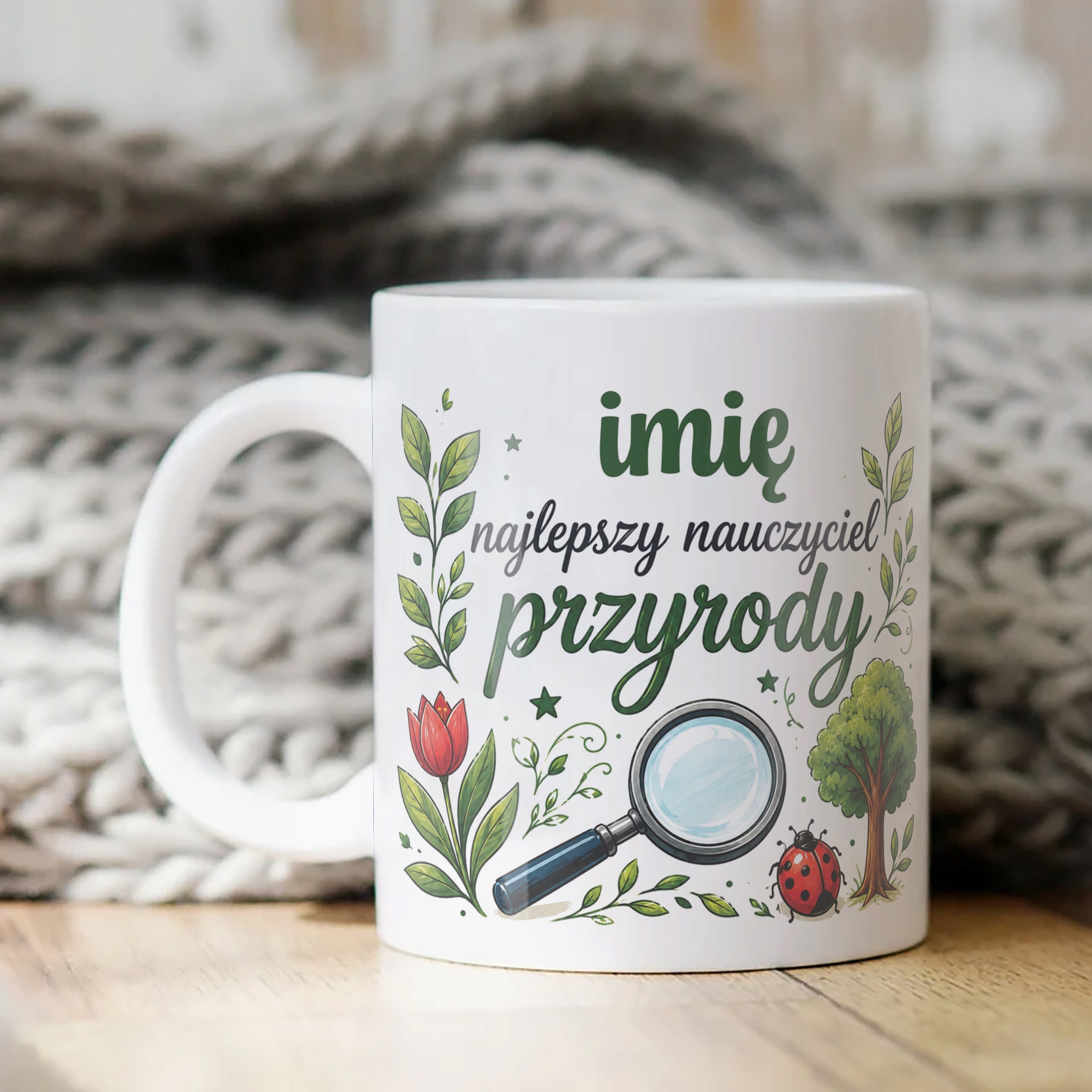 Kubek z Imieniem Dzień Nauczyciela Zakończenie Roku Przyroda Prezent