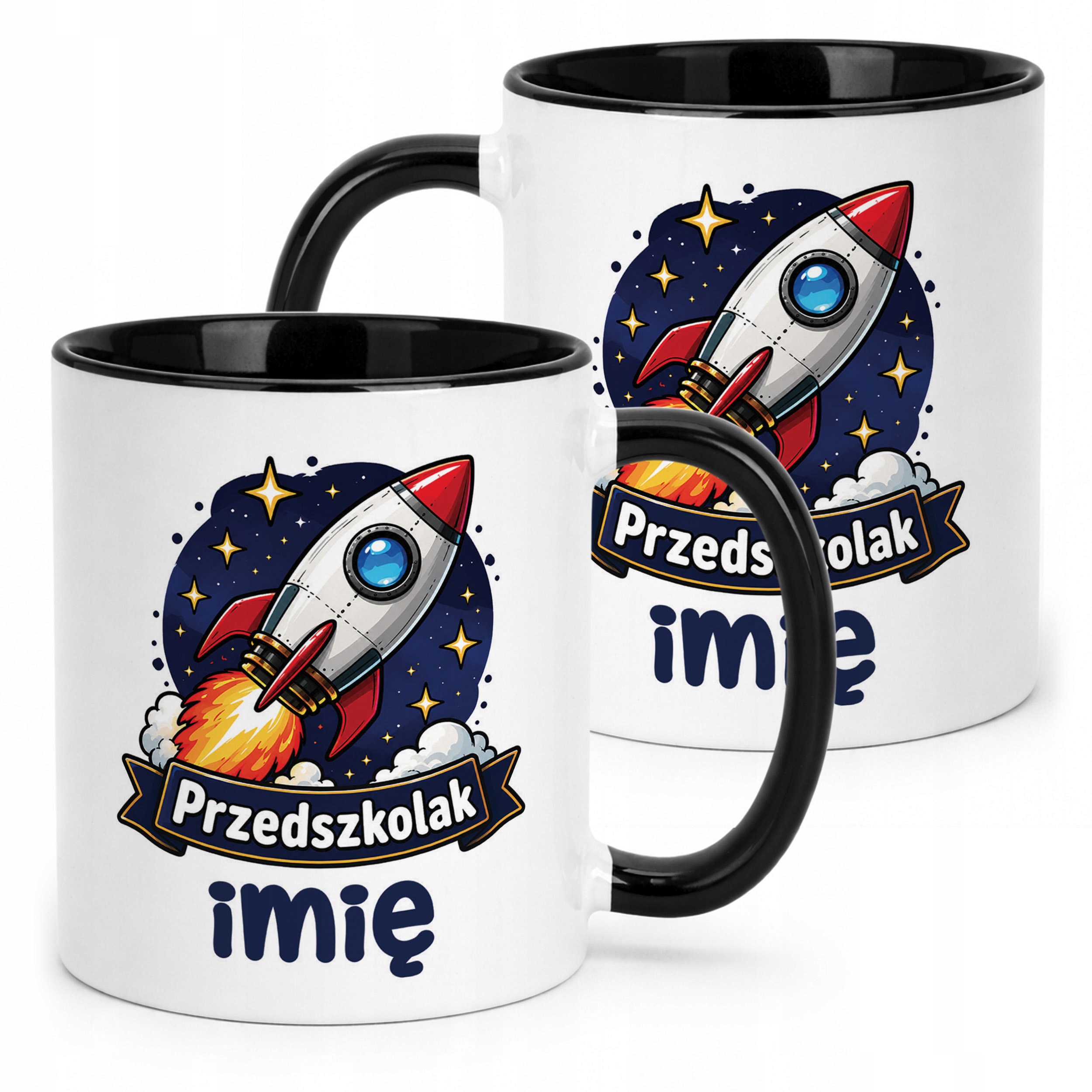 Kubek Czarny z nadrukiem personalizowany Przedszkolak Szkoła Dla Dzieci