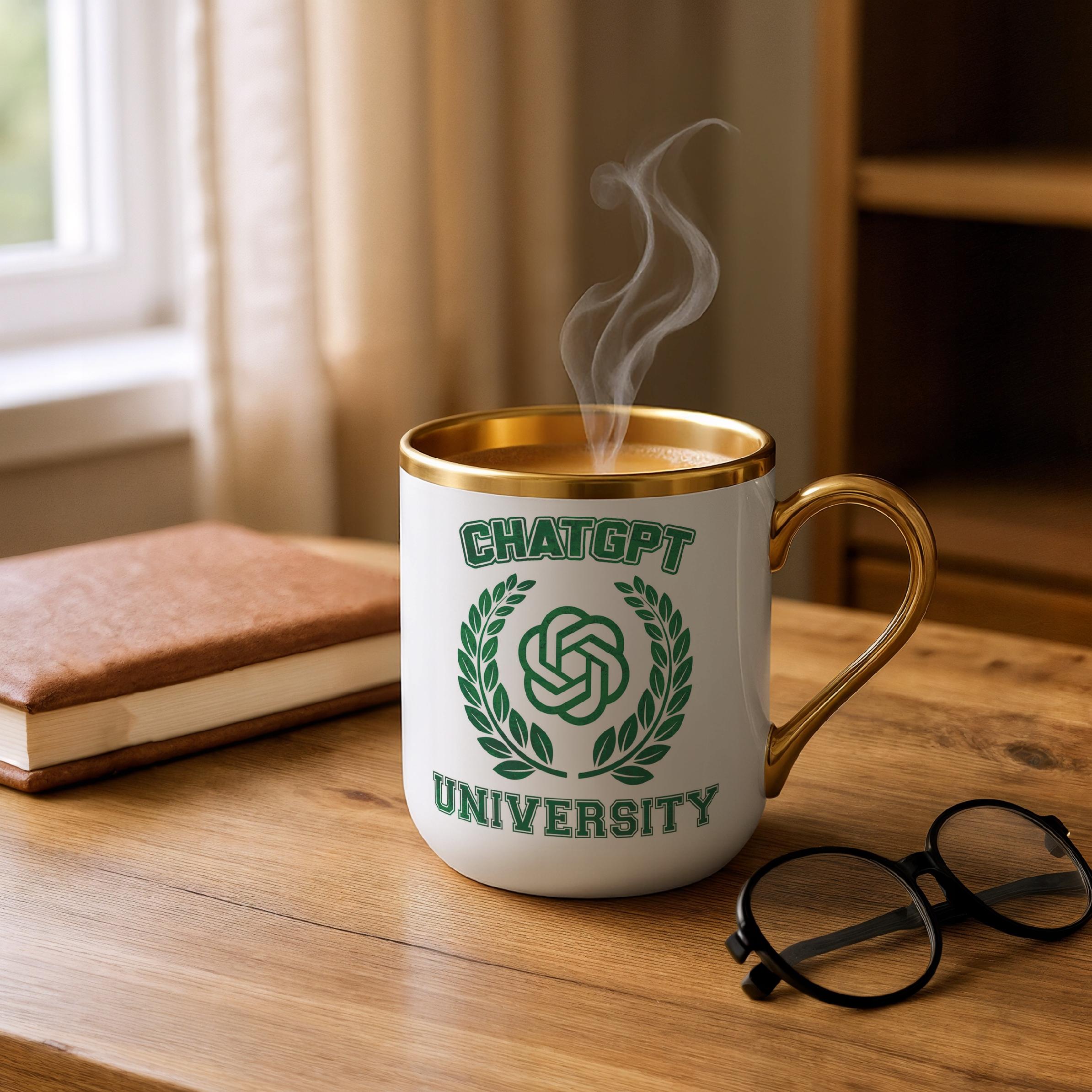 Kubek Premium Złoty ChatGPT University Zabawny Prezent Upominek