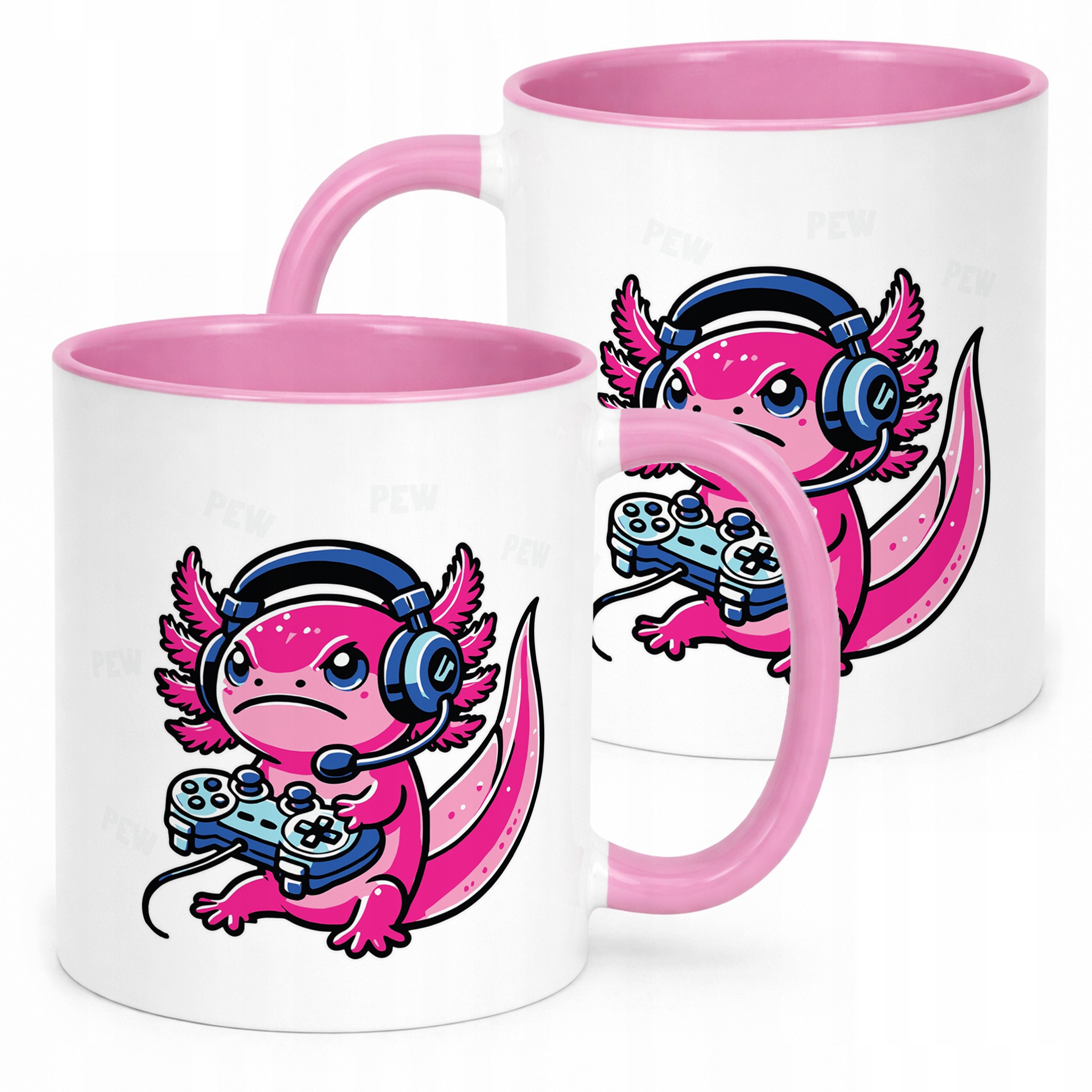 Różowy kubek prezentowy 330ml Aksolotl Axolotl Różowy Zwierzak Trend Viral