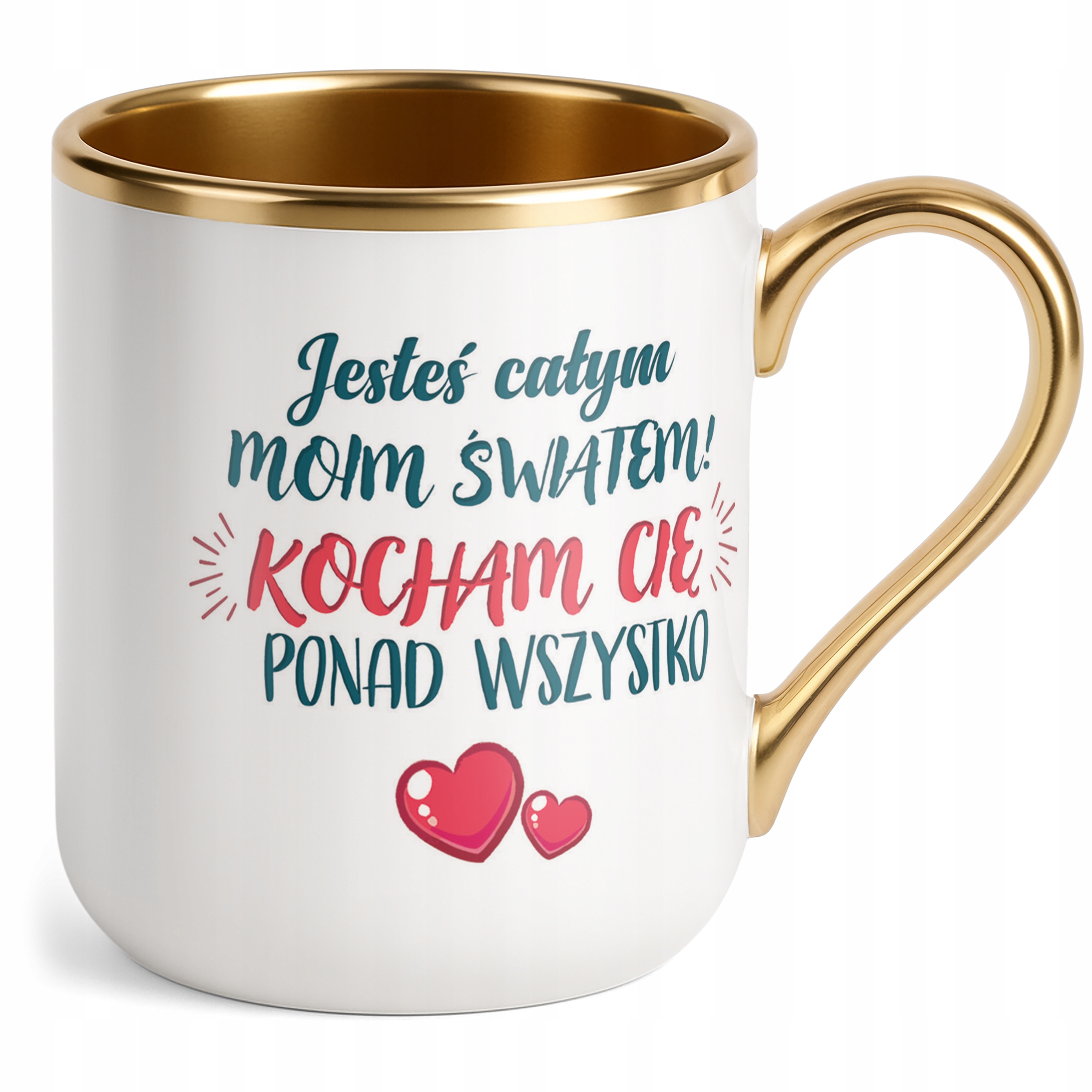 Kubek Premium Złoty Personalizowany Na Walentynki Kocham Cię Prezent