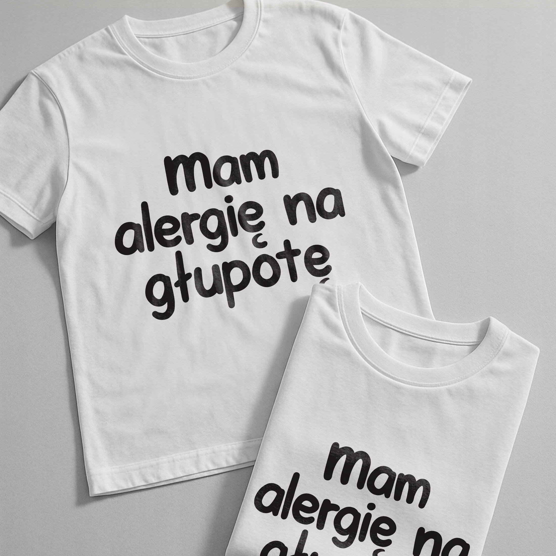 Koszulka biała męska Mam Alergię Na Głupotę Zabawny Prezent r. 3XL