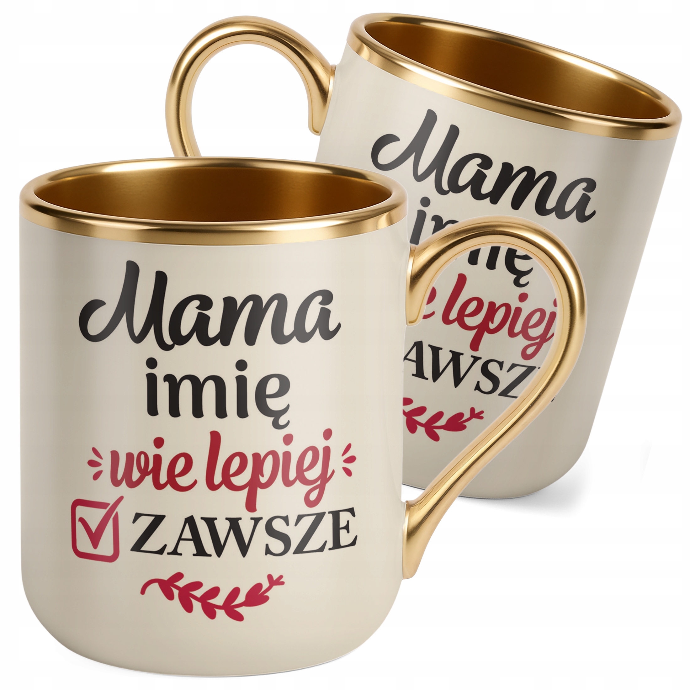 Kubek Premium Złoty Ecru Personalizowany Dzień Matki Dla Mamy