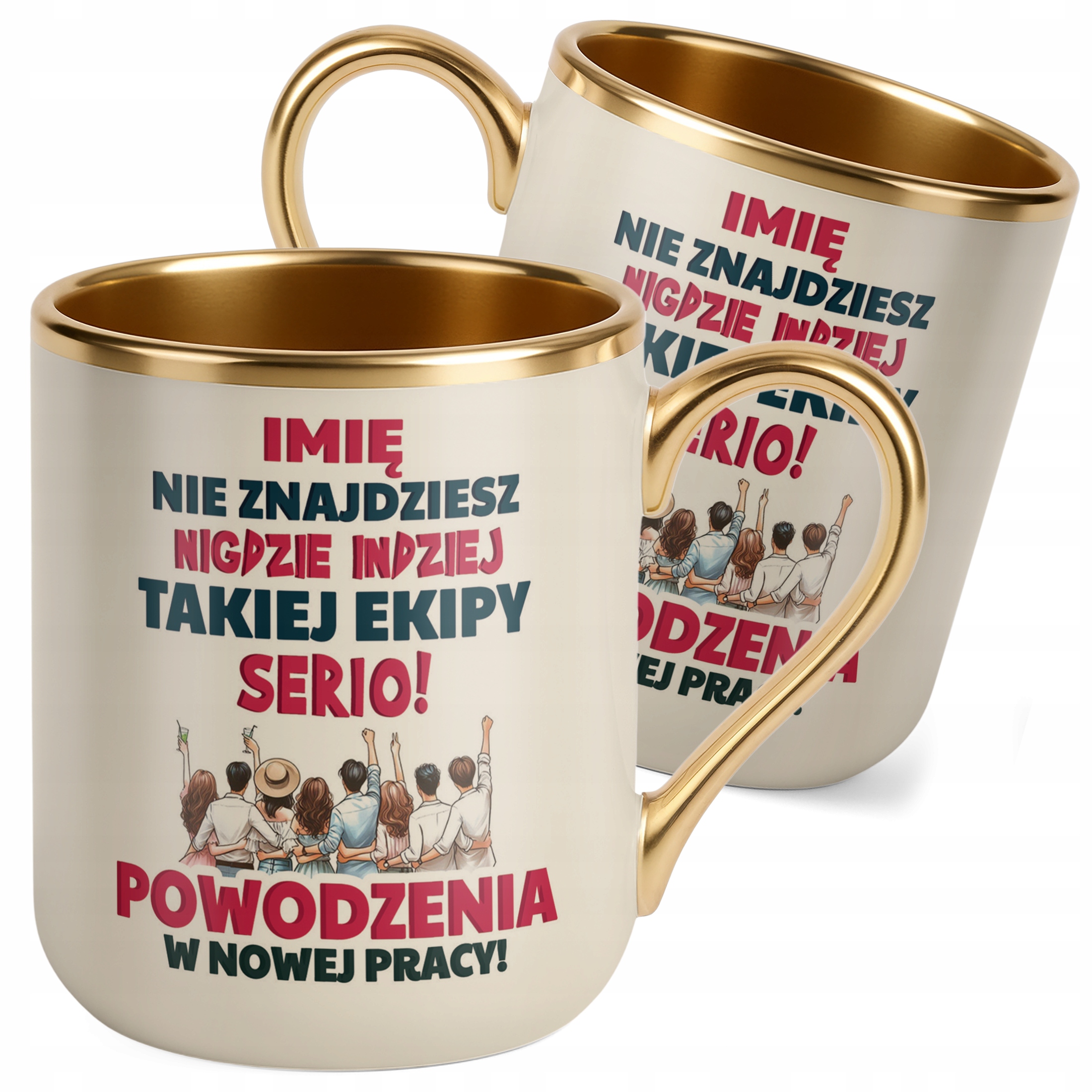 Kubek Premium Złoty Ecru Personalizowany Pożeganie Odejście z Pracy