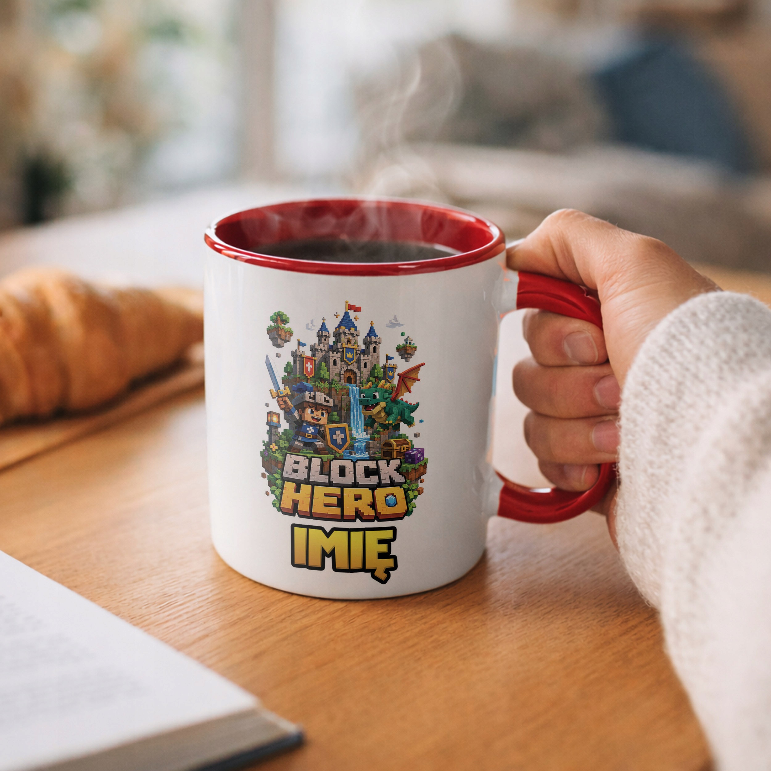Kubek Czerwony z nadrukiem personalizowany BLOCK HERO Gra Prezent