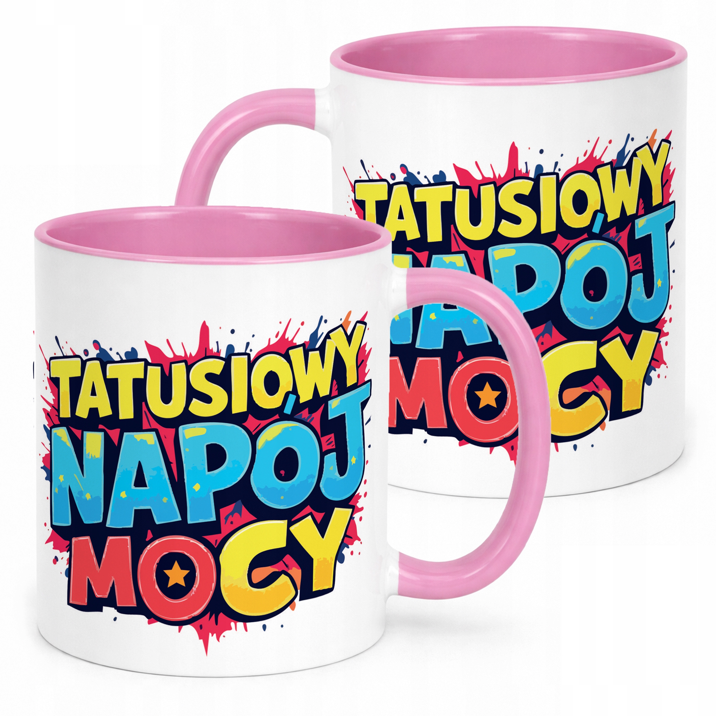 Kubek Różowy Dzień Ojca Dla Taty Tatusiowy Napój Mocy Prezent