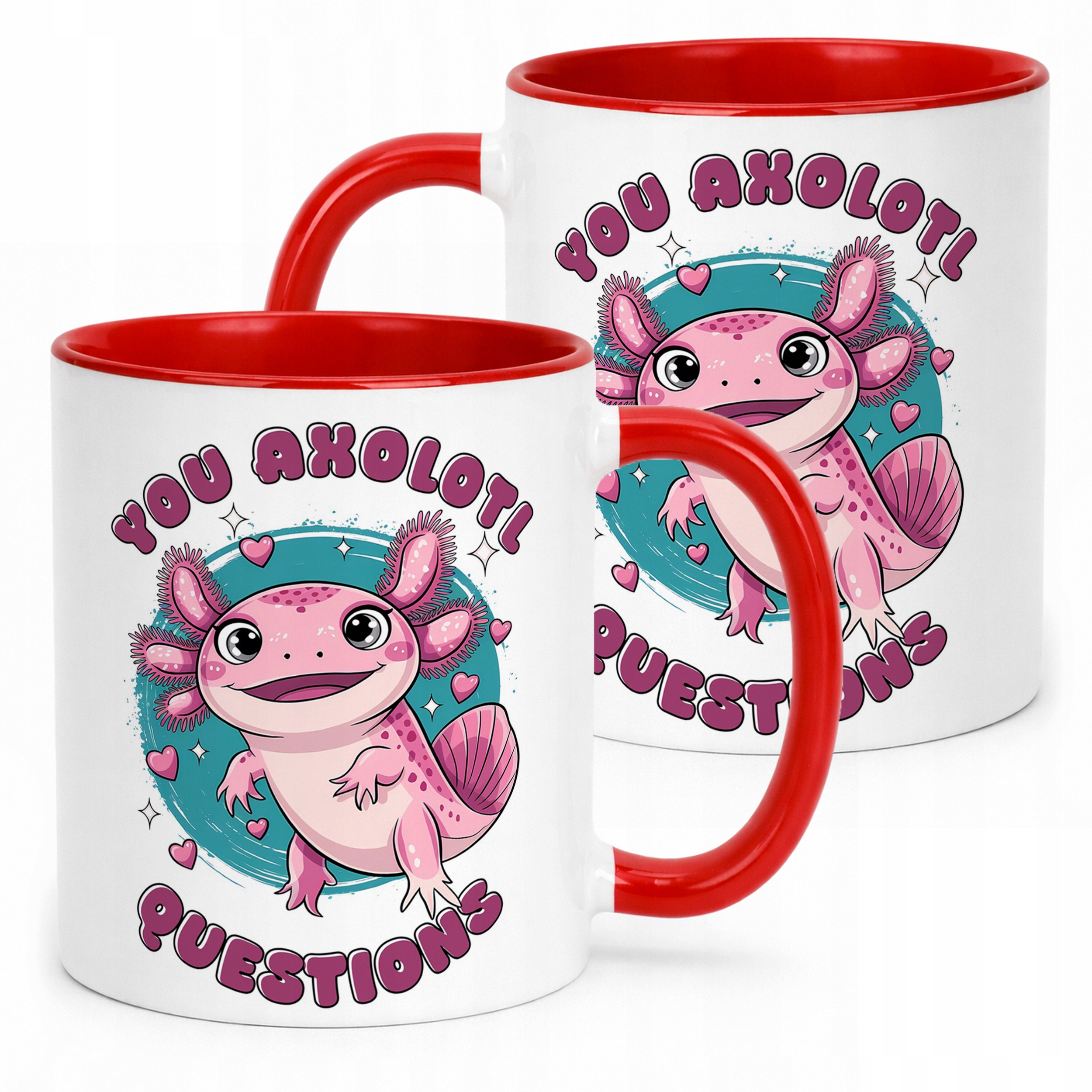 Czerwony kubek 330ml dla dziecka Aksolotl Axolotl Słodki Różowy